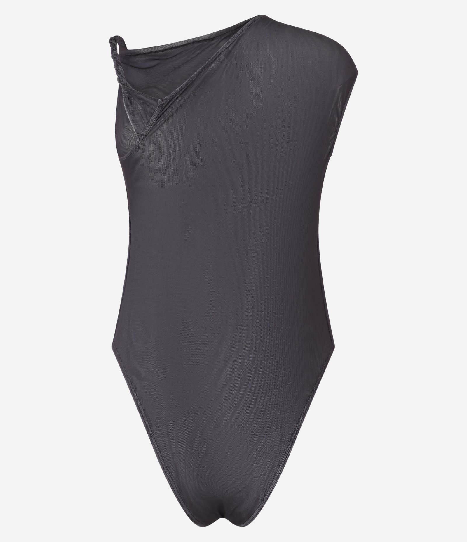 Body em Tule com Decote Assimétrico Marrom 10