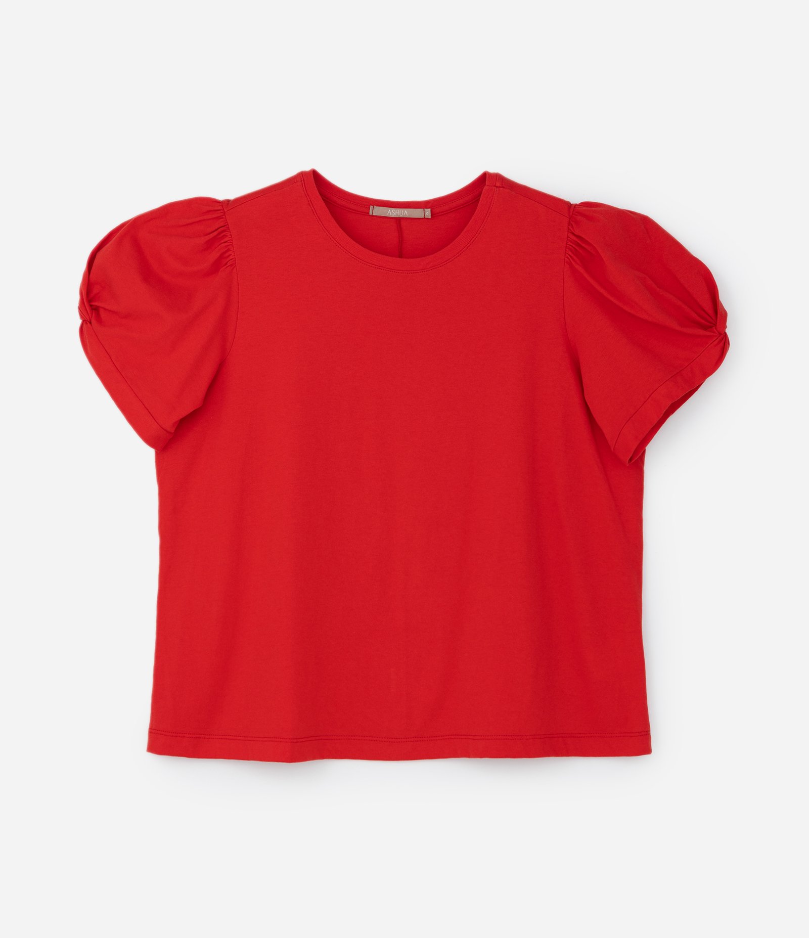 Blusa com Gola Redonda e Manga Bufante Curve & Plus Size Vermelho 3