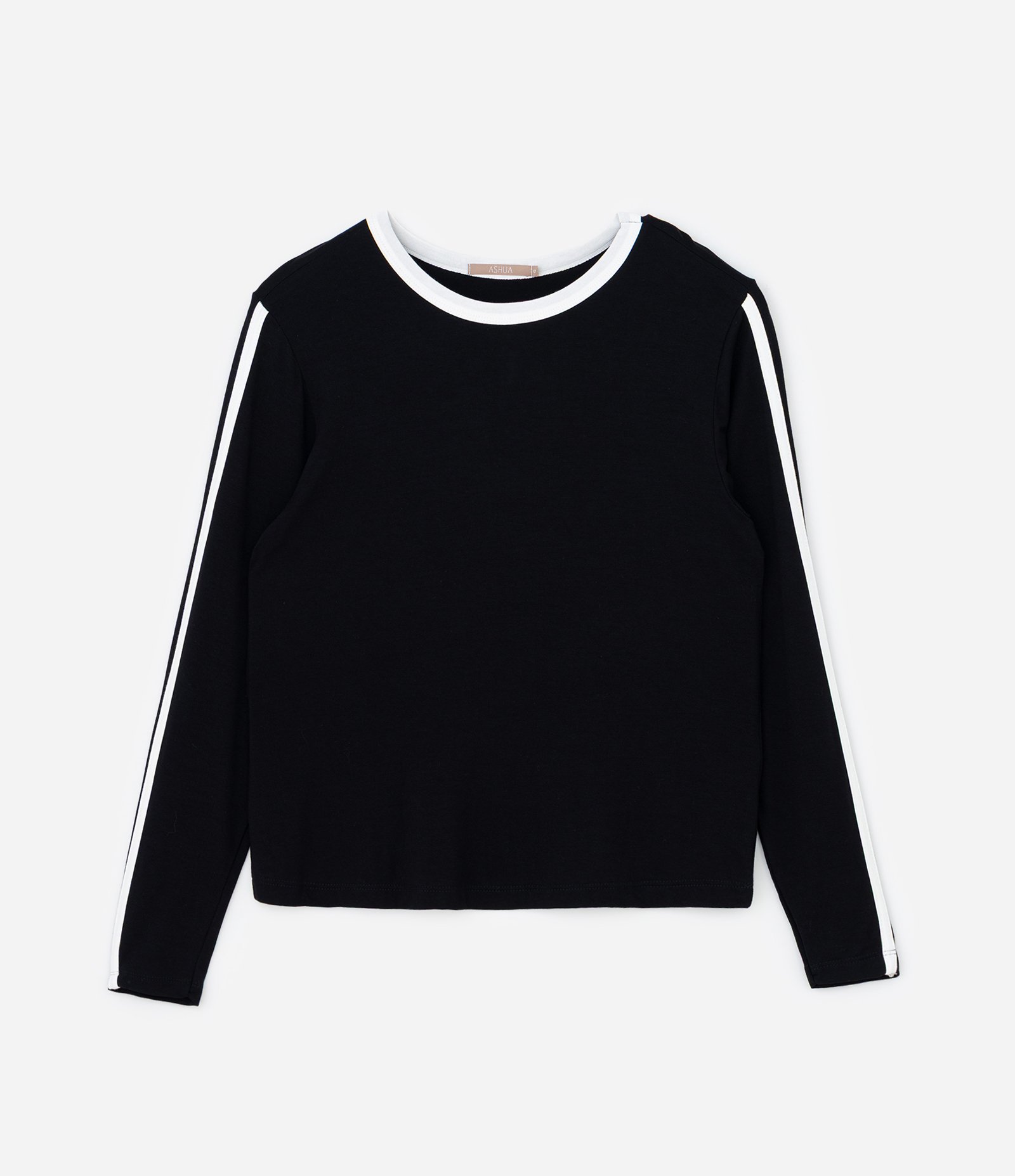 Blusa em Viscolycra com Contrastantes e Listras Curve & Plus Size Preto 6