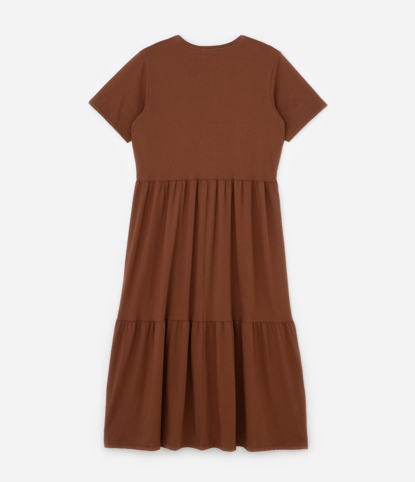 Vestido Midi em Algodão com Babados Curve & Plus Size Marrom 5