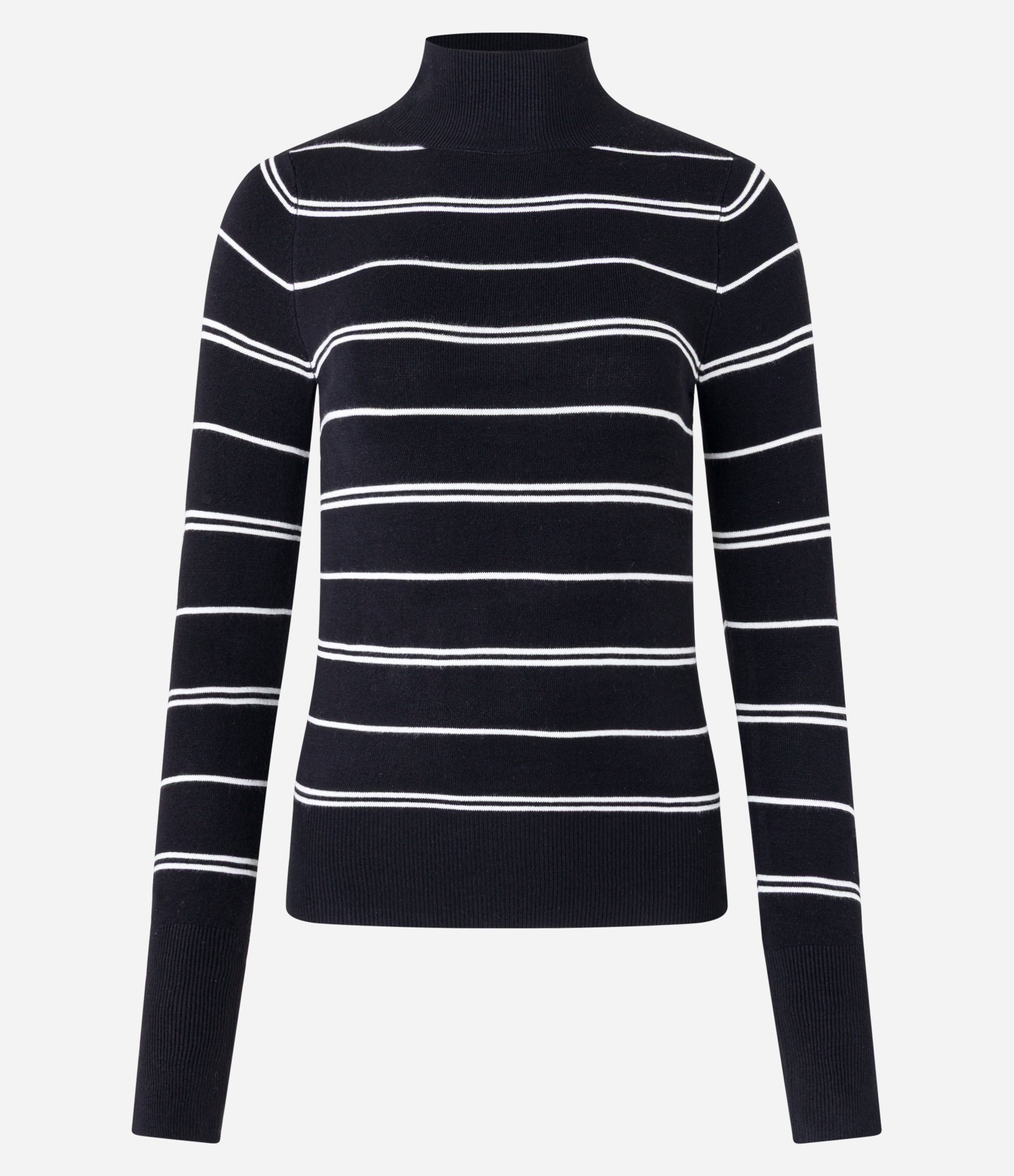 Suéter Listrado em Tricô com Gola Alta Preto 6