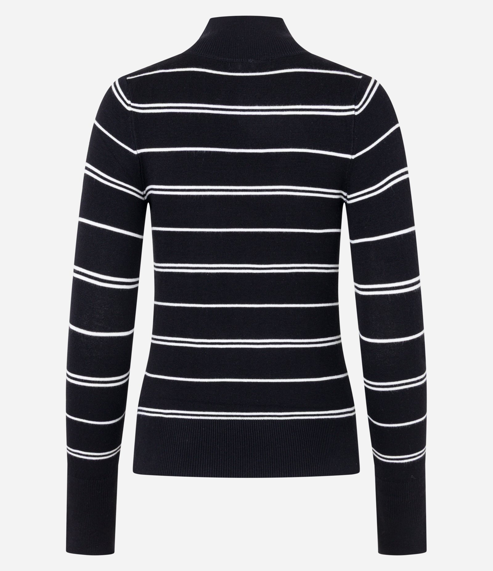 Suéter Listrado em Tricô com Gola Alta Preto 8