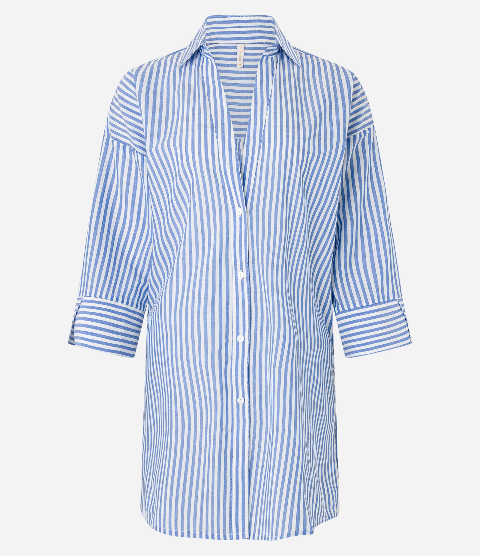 Saída de Praia Camisa em Voal Listrado Azul 5