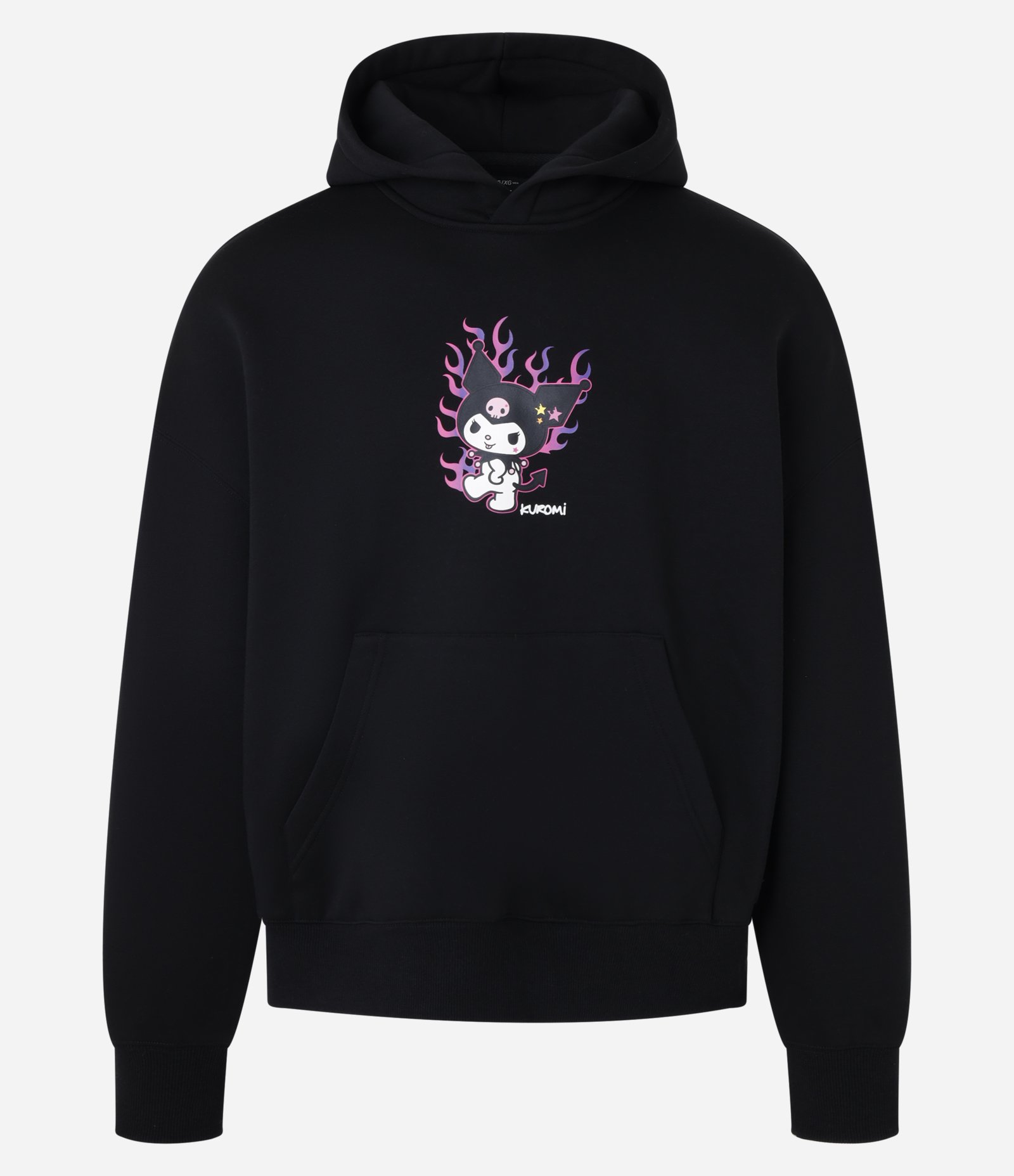 Casaco Boxy em Fleece com Felpa com Estampa Kuromi Preto 7