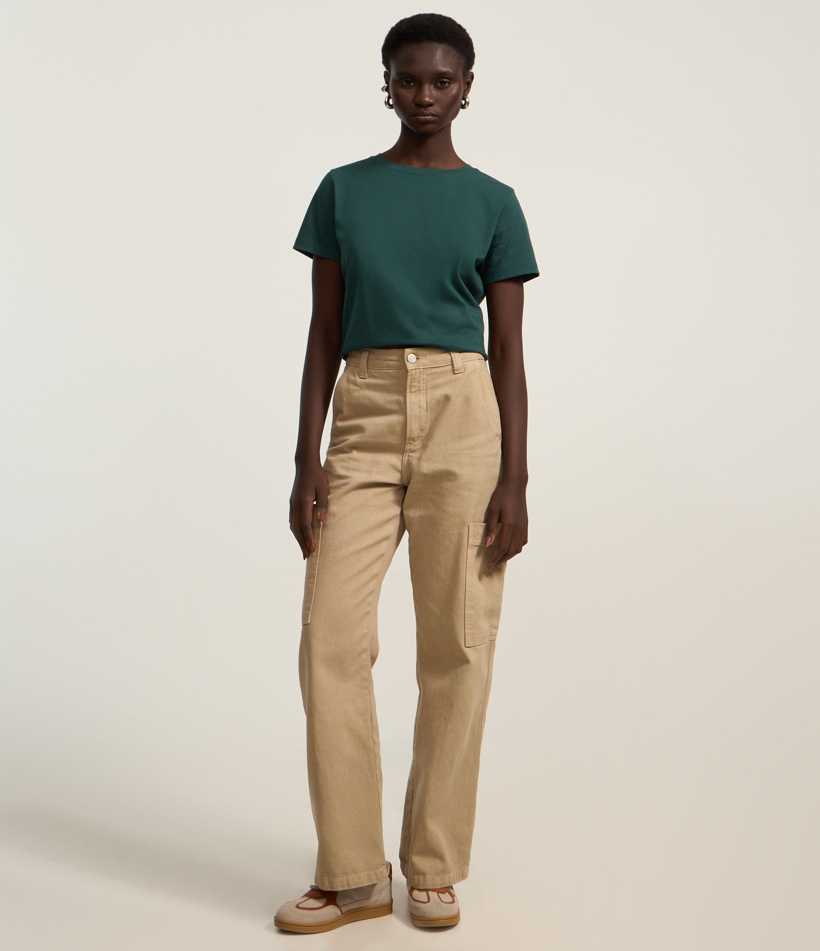 Camiseta Básica em Algodão com Manga Curta Verde Petróleo 3