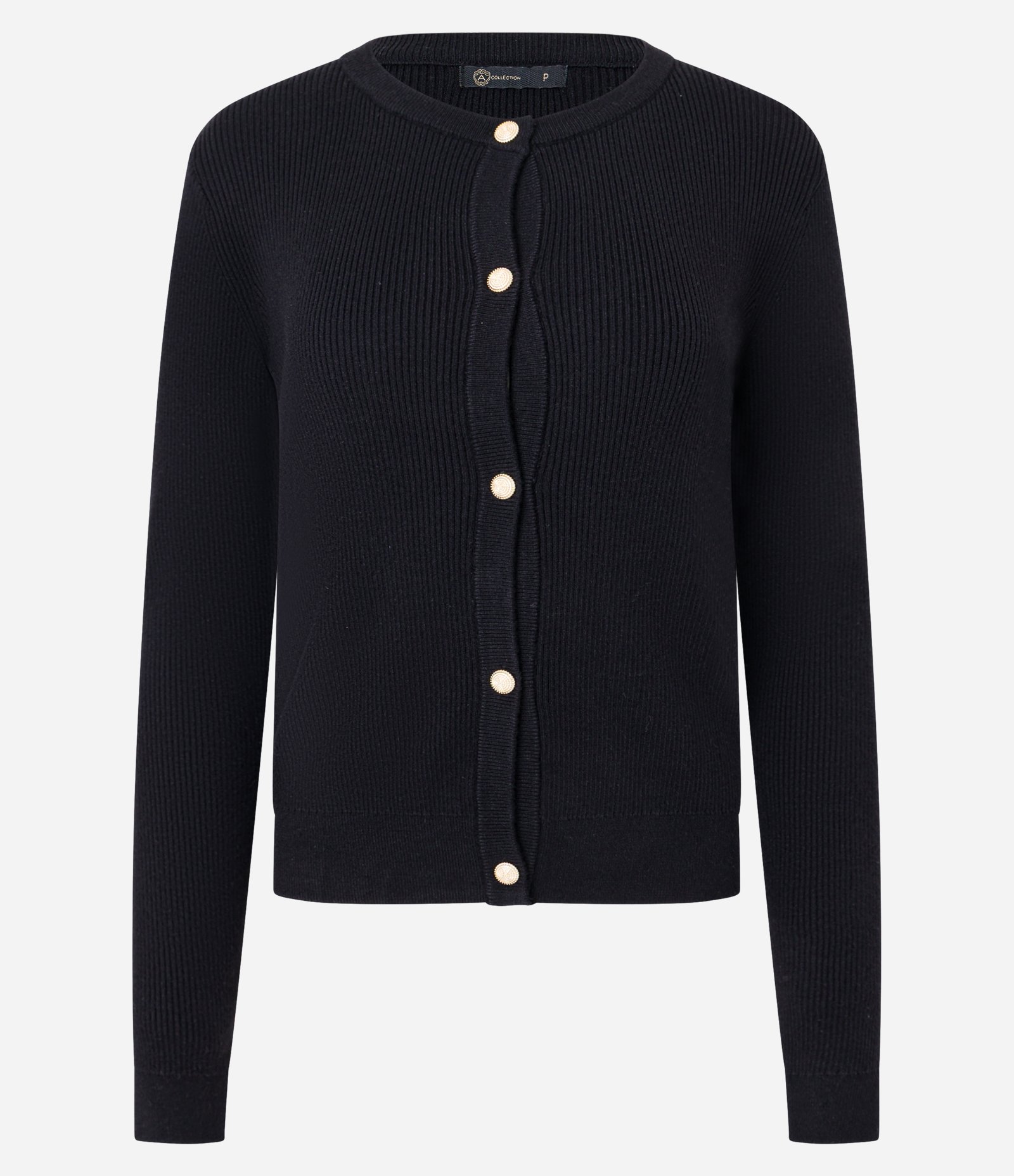 Cardigan Básico em Tricô Canelado com Botões Metalizados Preto 5