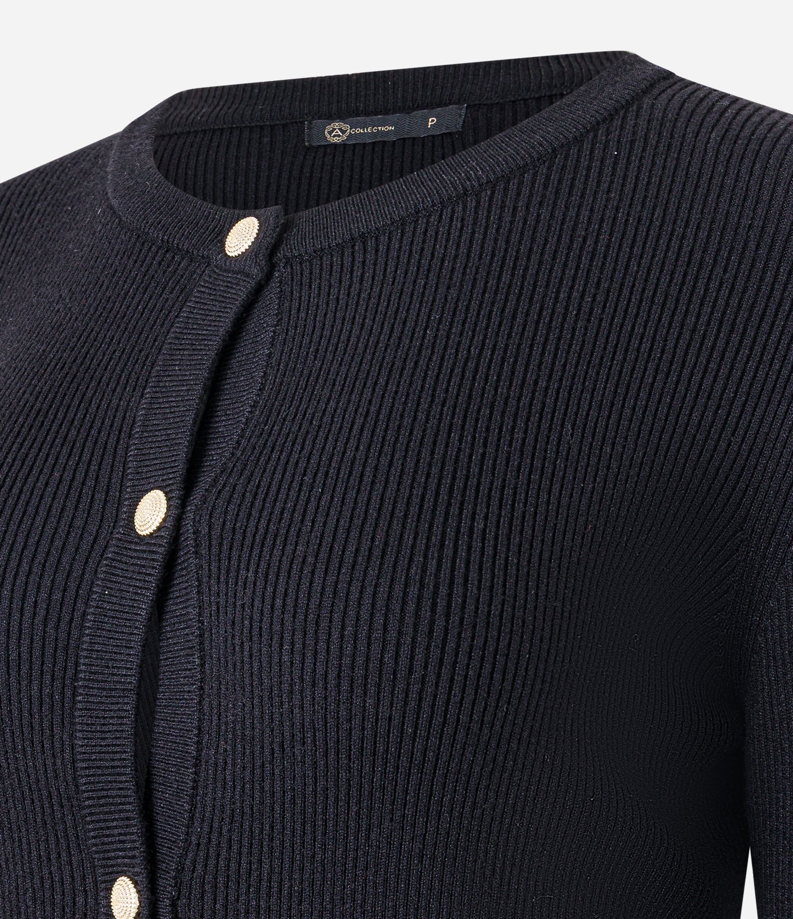 Cardigan Básico em Tricô Canelado com Botões Metalizados Preto 6