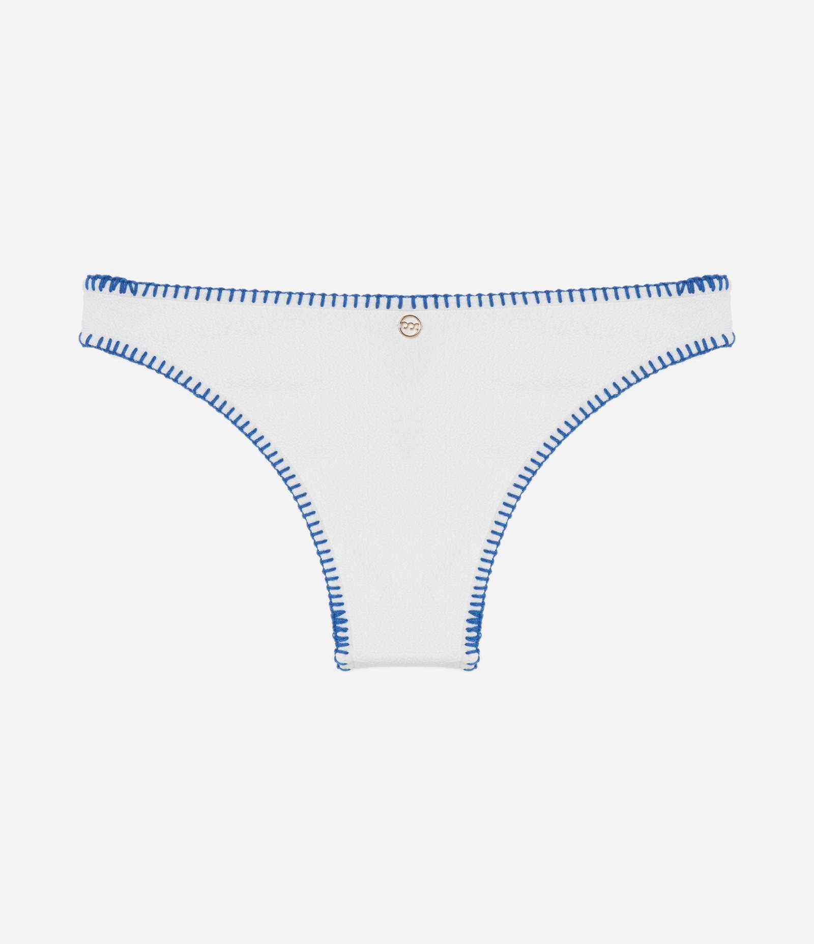 Biquíni Calcinha Básica em Microfibra Texturizada com Pesponto Contrastante Branco 6