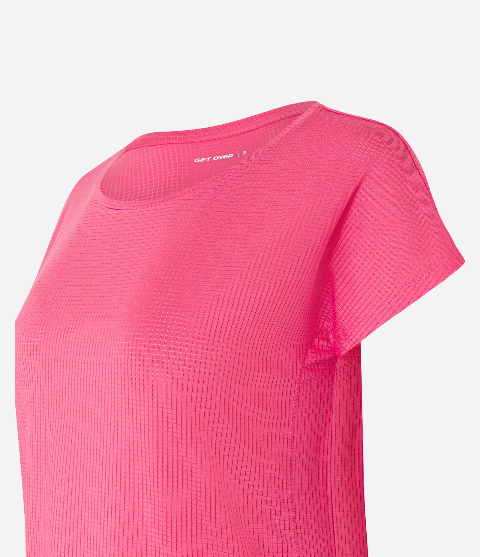 Camiseta Esportiva em Microfibra com Decote Redondo Rosa 2