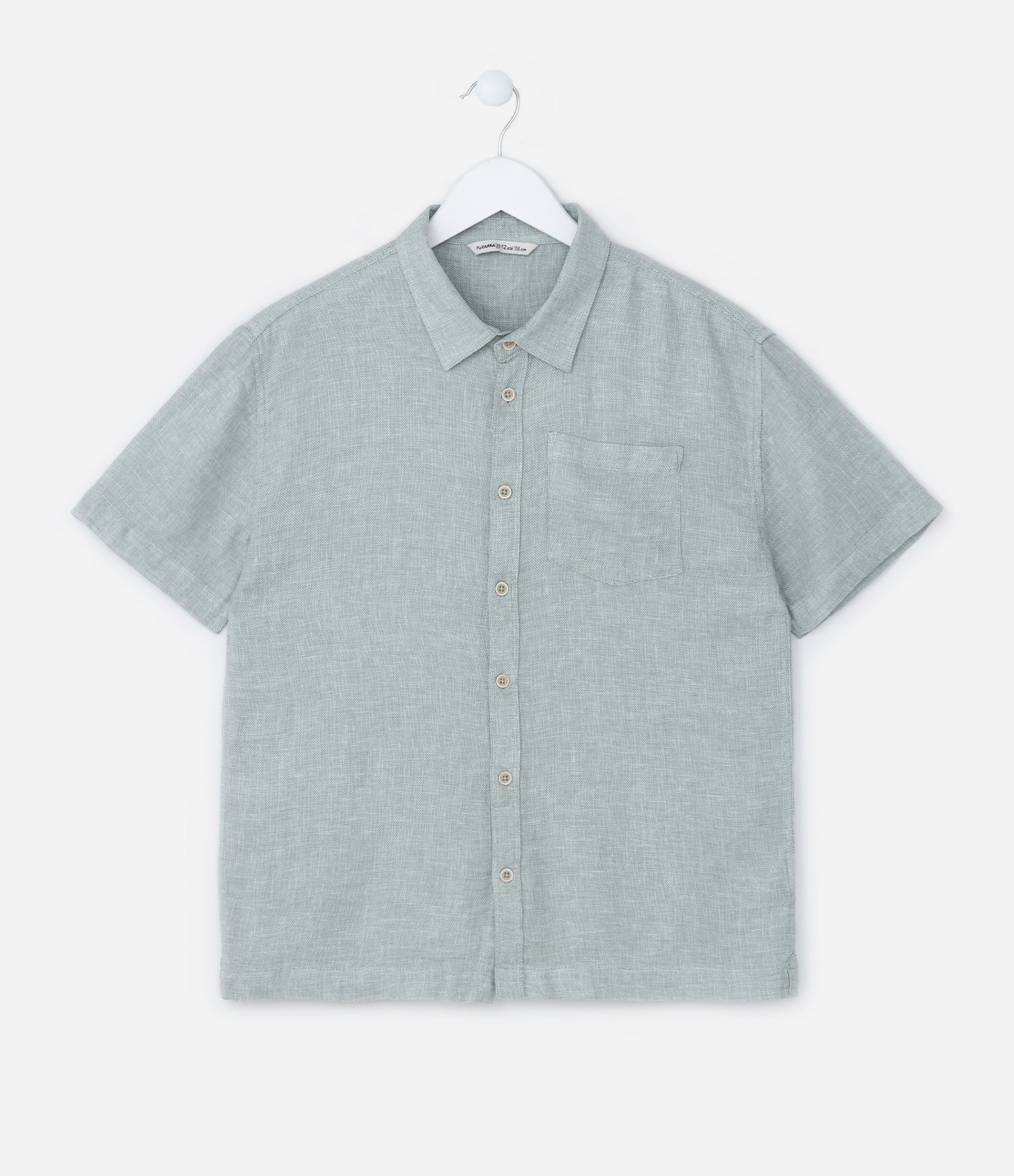 Camisa Infantil em Viscolinho com Bolso - Tam 5 a 14 Anos Verde 2