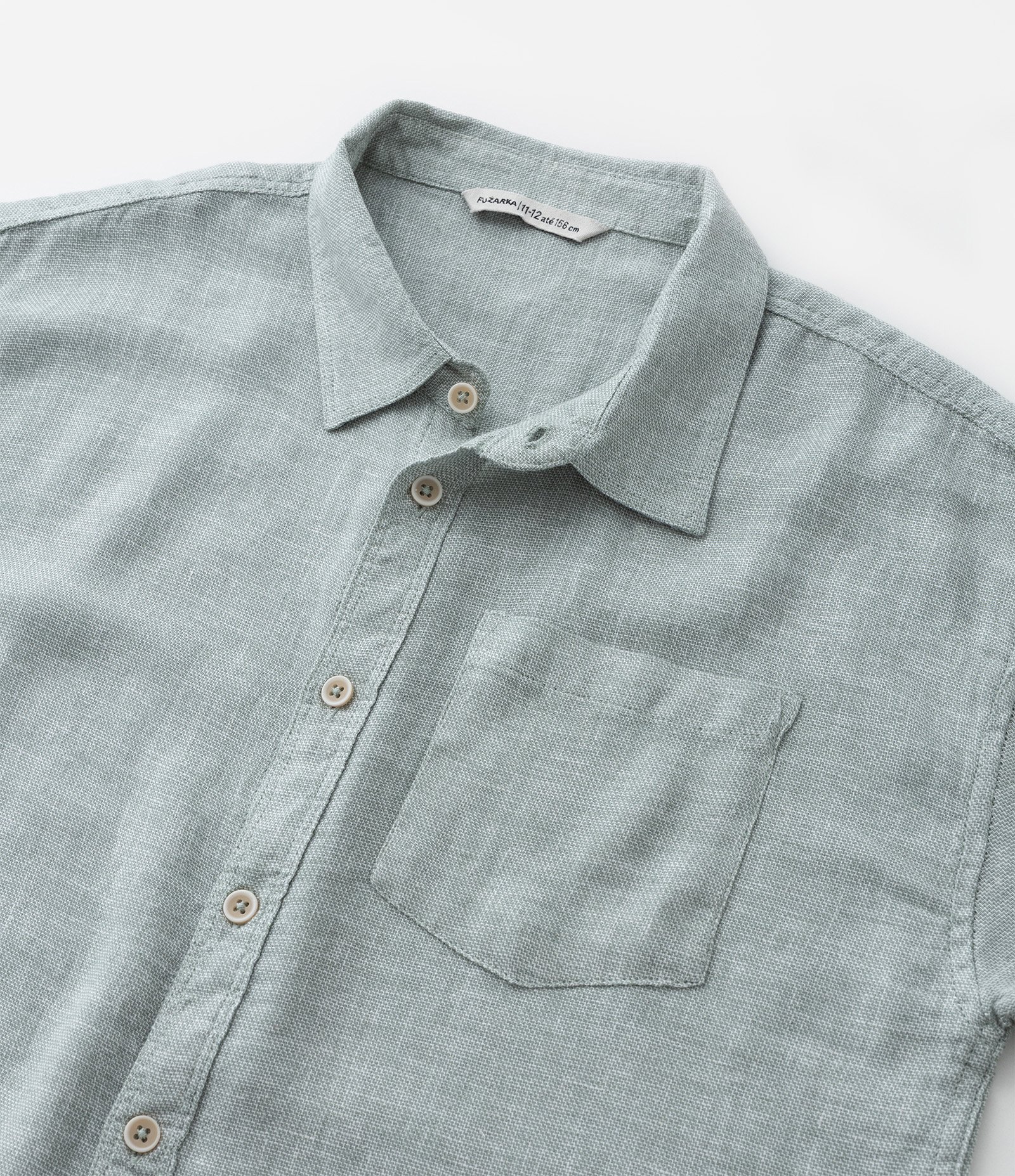 Camisa Infantil em Viscolinho com Bolso - Tam 5 a 14 Anos Verde 6