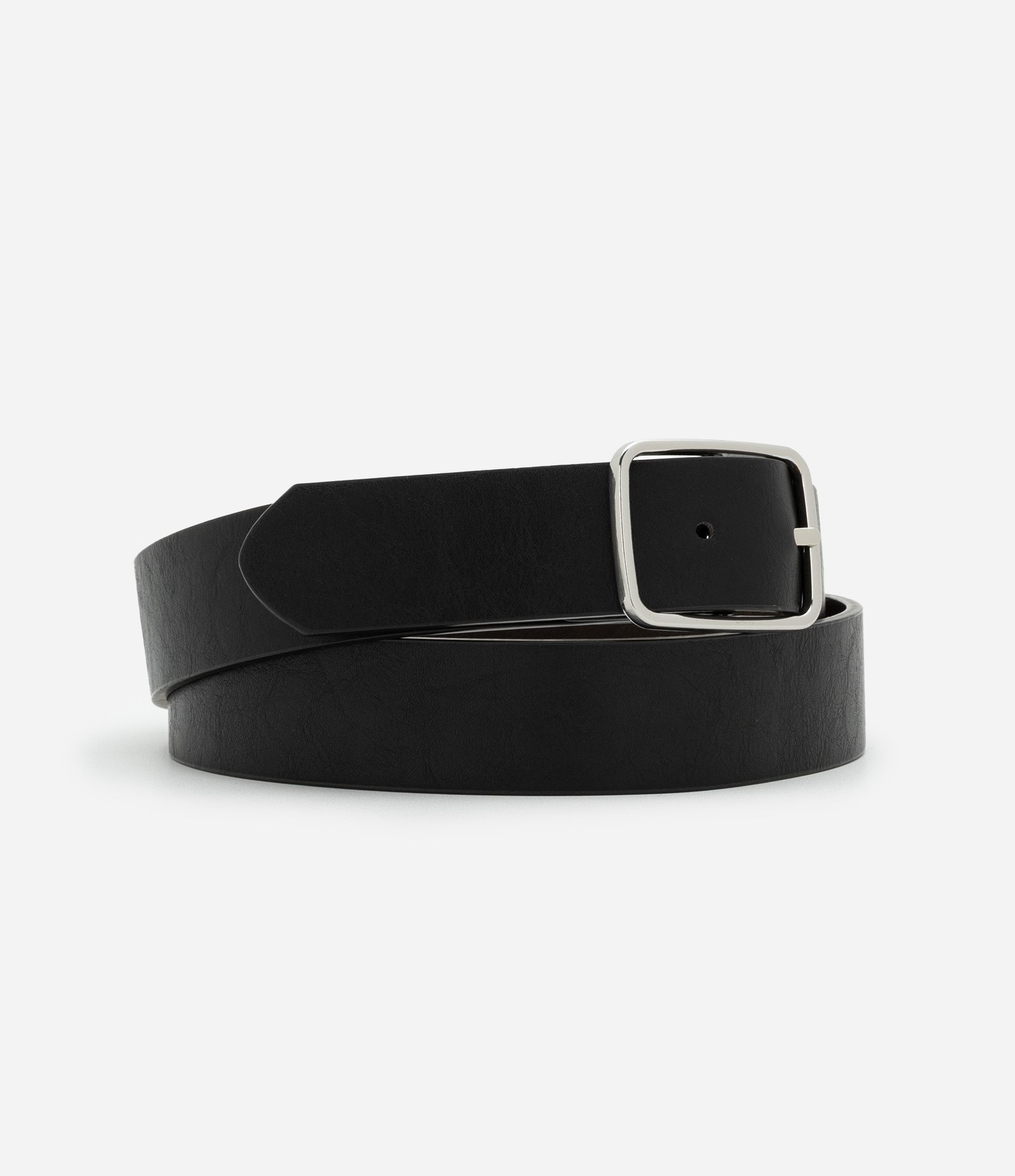 Cinto Reversível em Material Sintético com Fivela Fina Preto 1