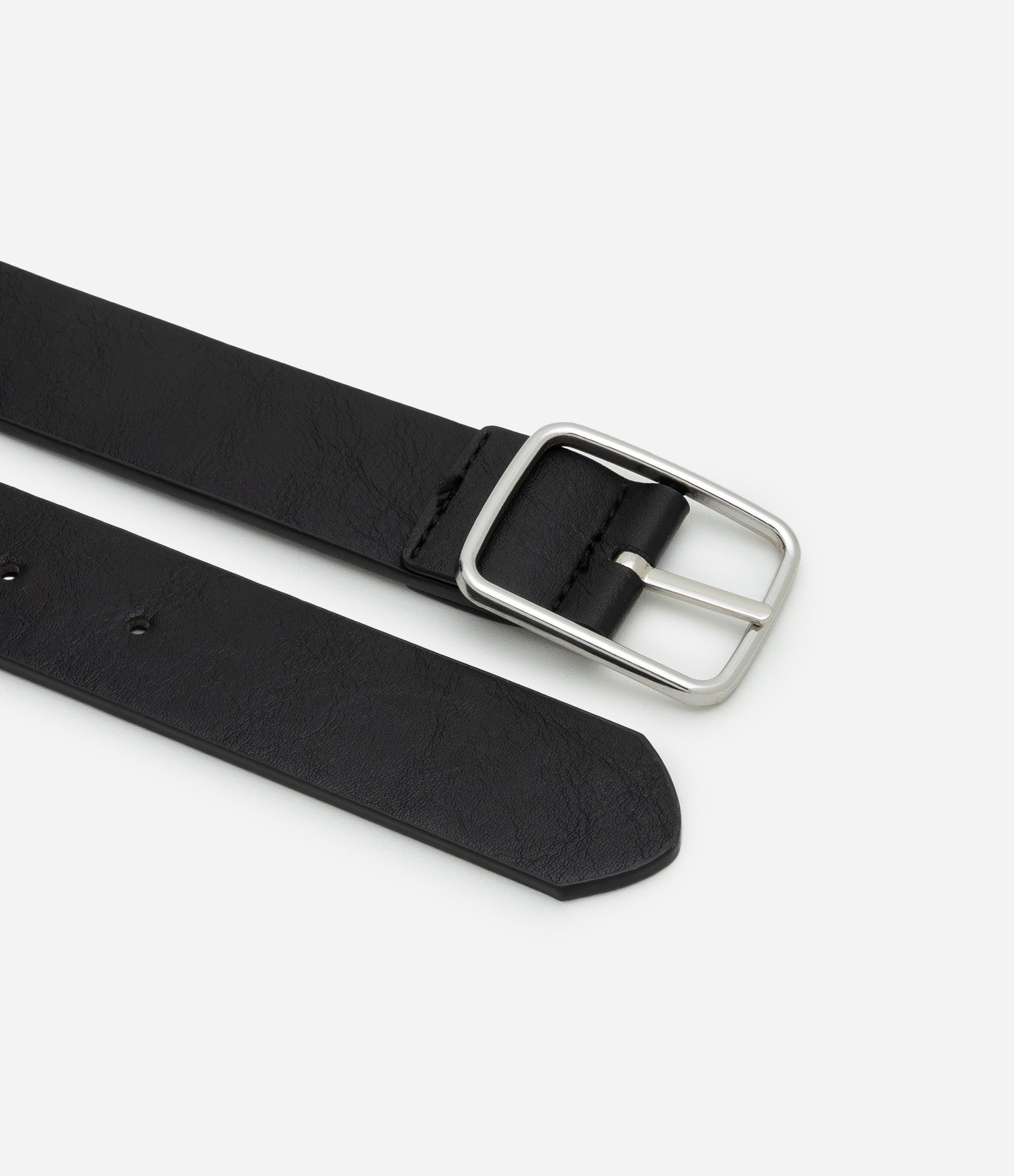 Cinto Reversível em Material Sintético com Fivela Fina Preto 2