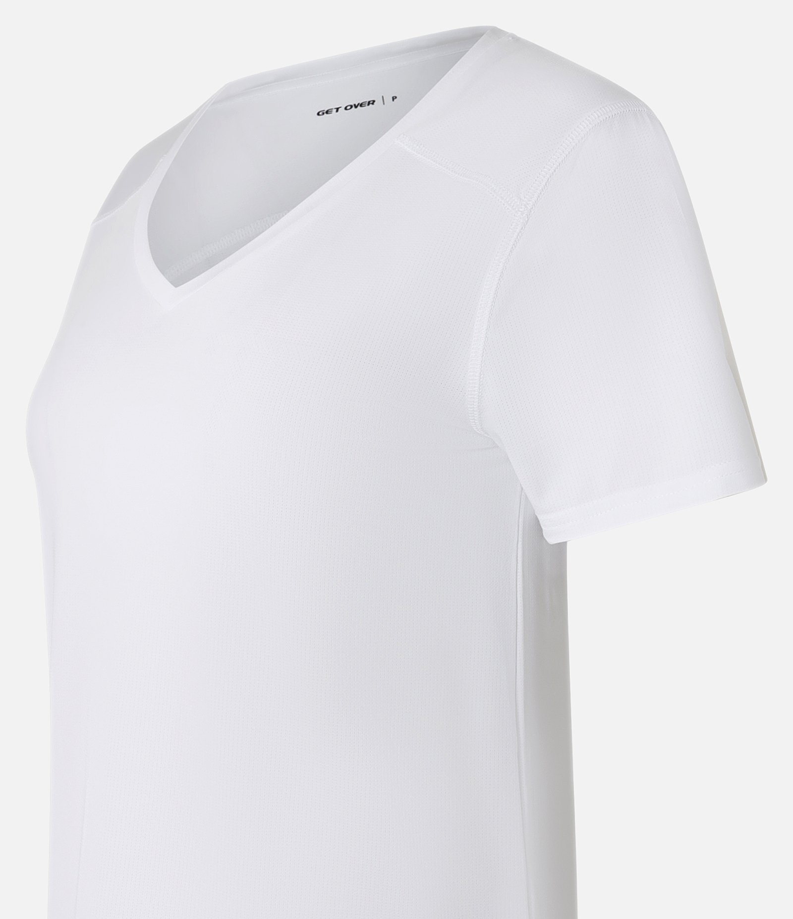 Camiseta Esportiva em Microfibra Furadinha com Barra Mullet Branco 5