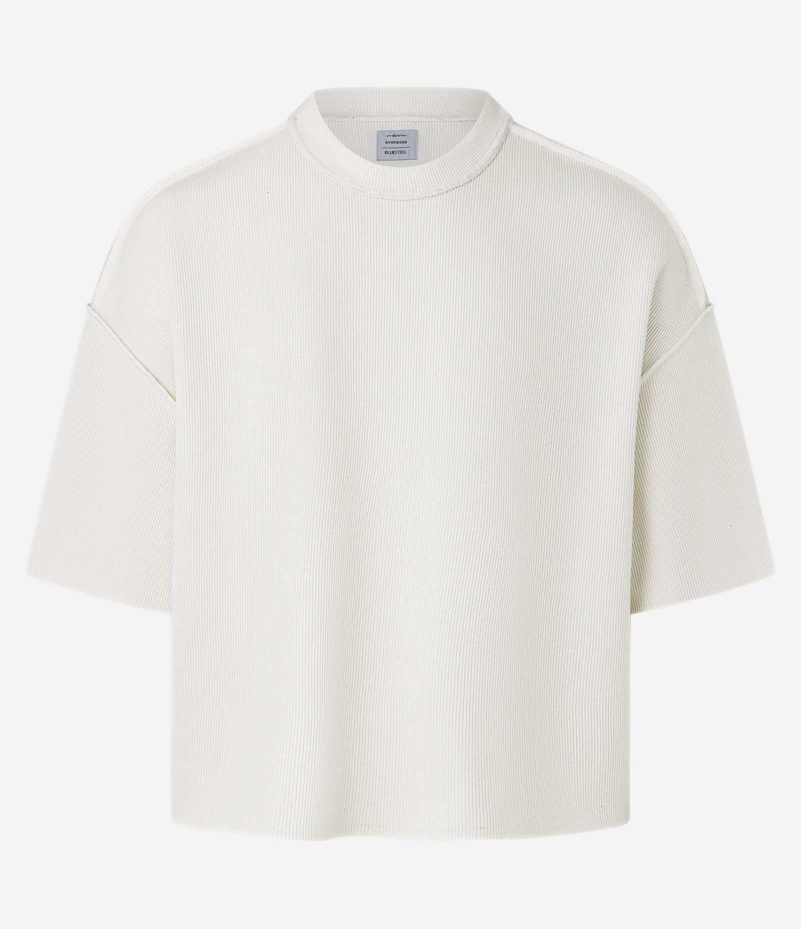 Camiseta Oversized em Algodão com Cava Deslocada Canelada Branco 6