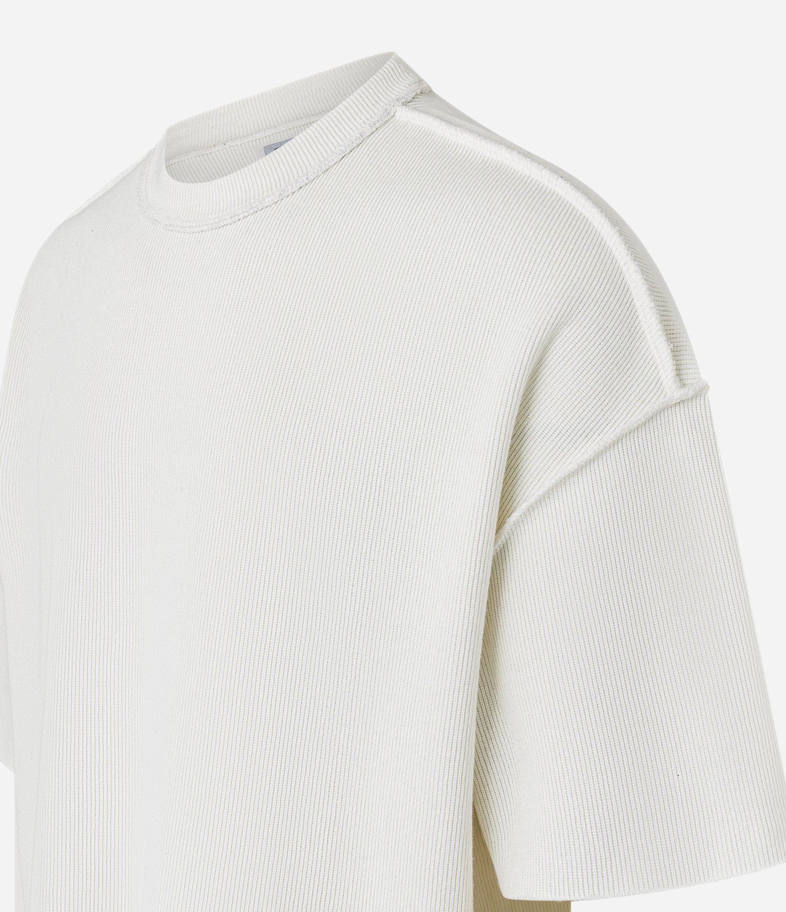 Camiseta Oversized em Algodão com Cava Deslocada Canelada Branco 7