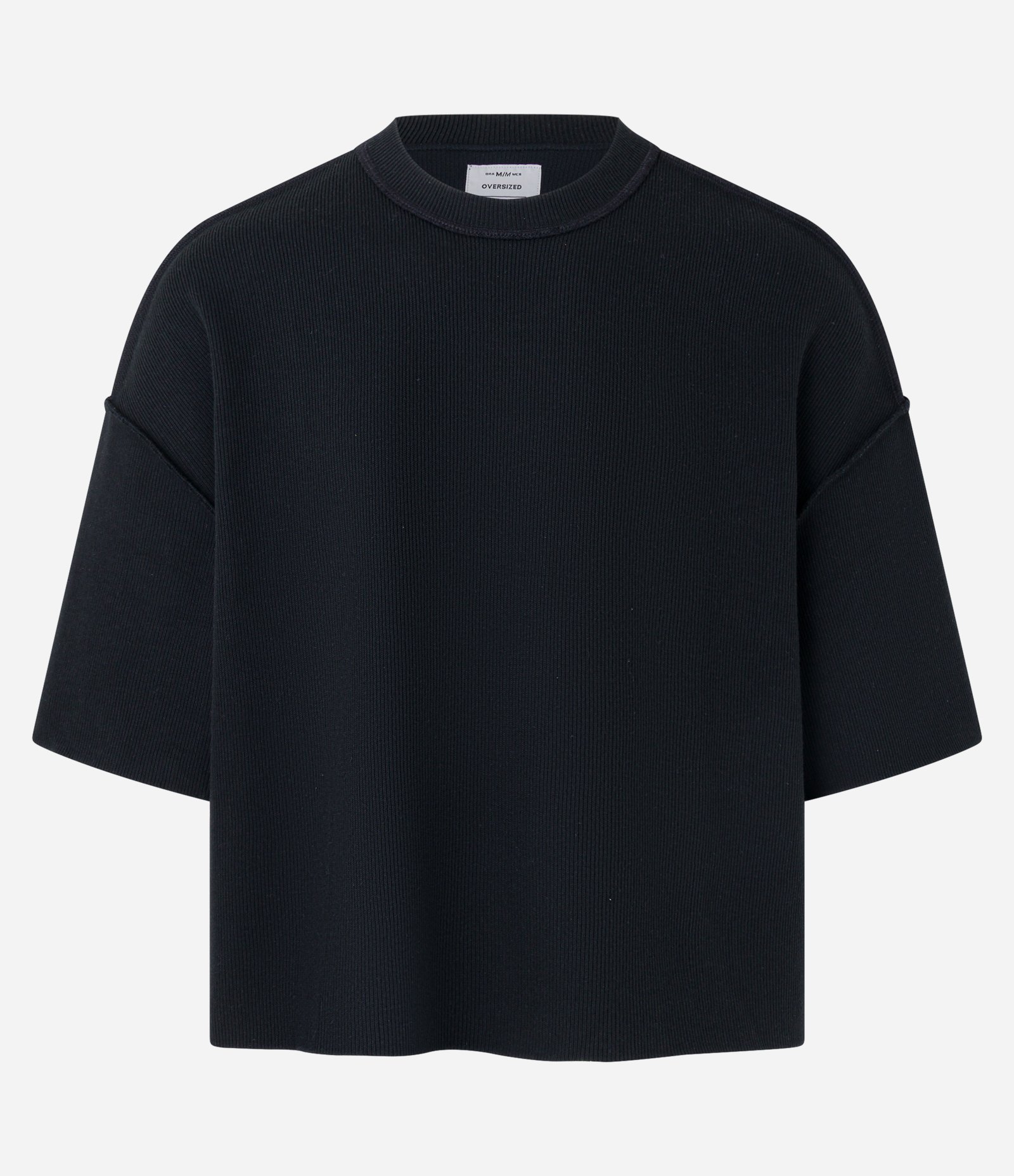 Camiseta Oversized em Algodão com Cava Deslocada Canelada Preto 5