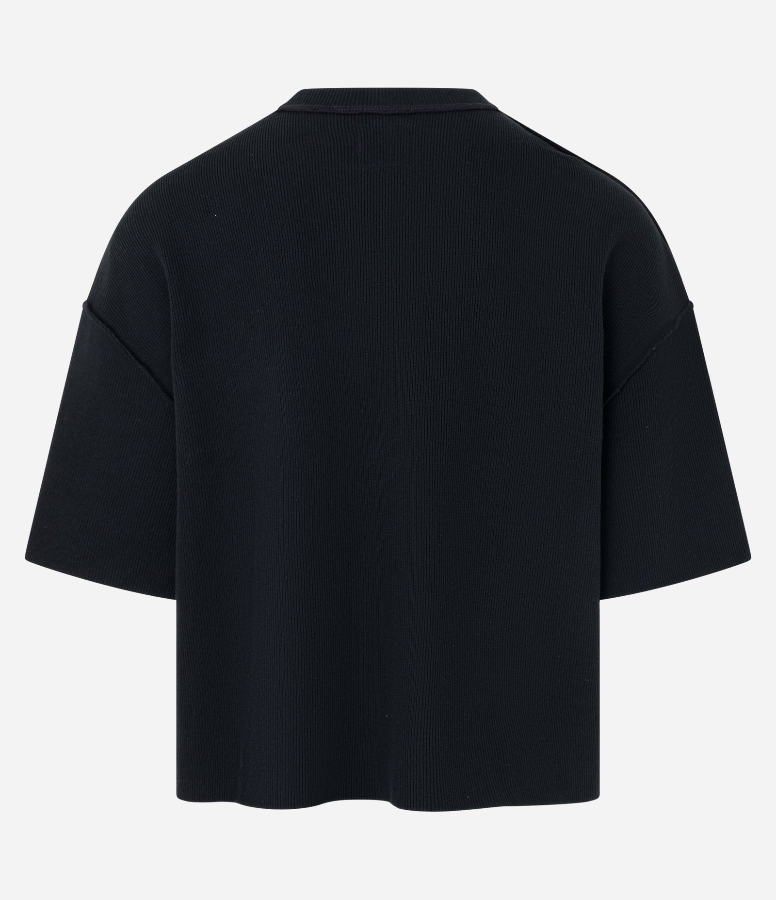 Camiseta Oversized em Algodão com Cava Deslocada Canelada Preto 7