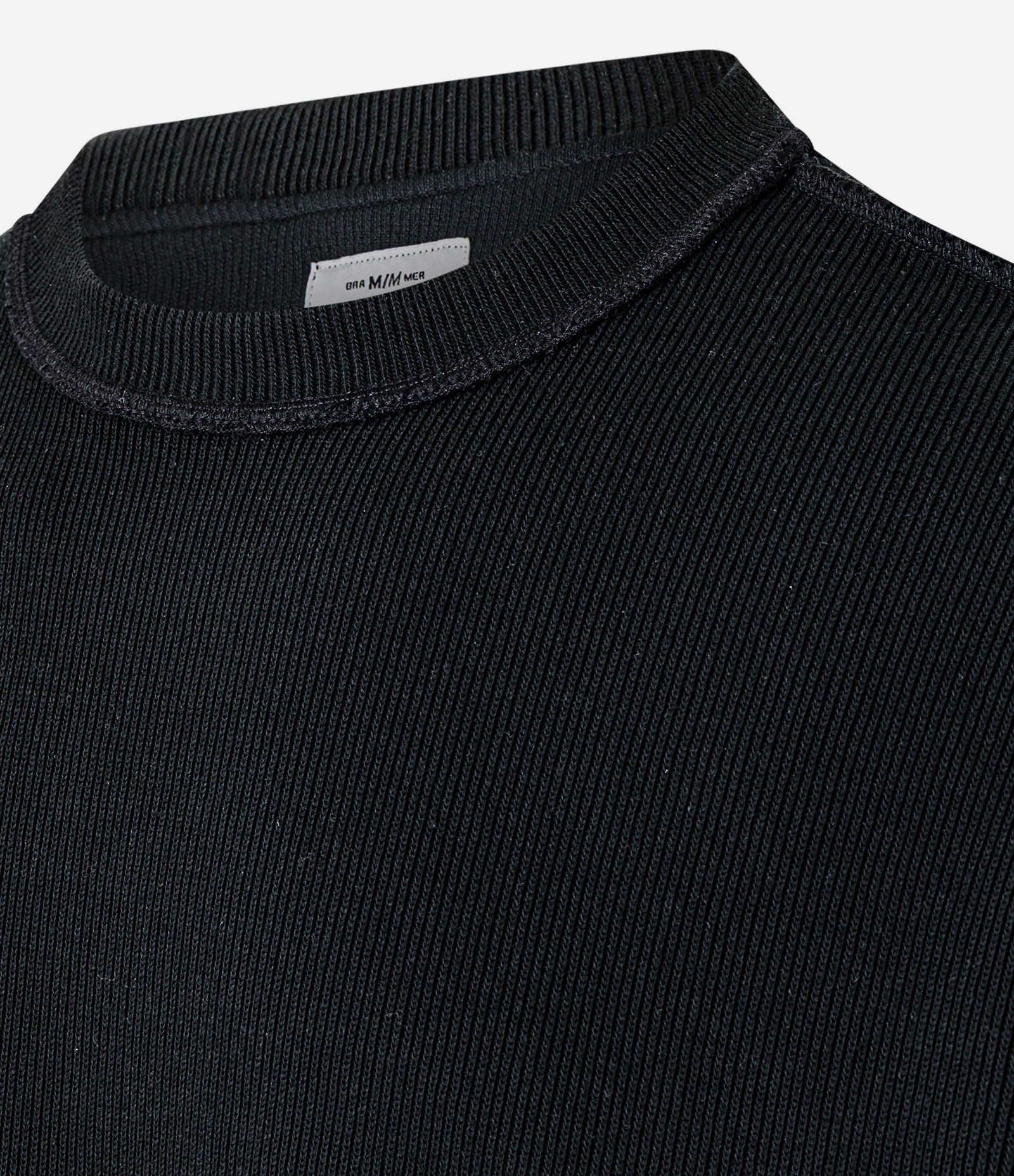 Camiseta Oversized em Algodão com Cava Deslocada Canelada Preto 8