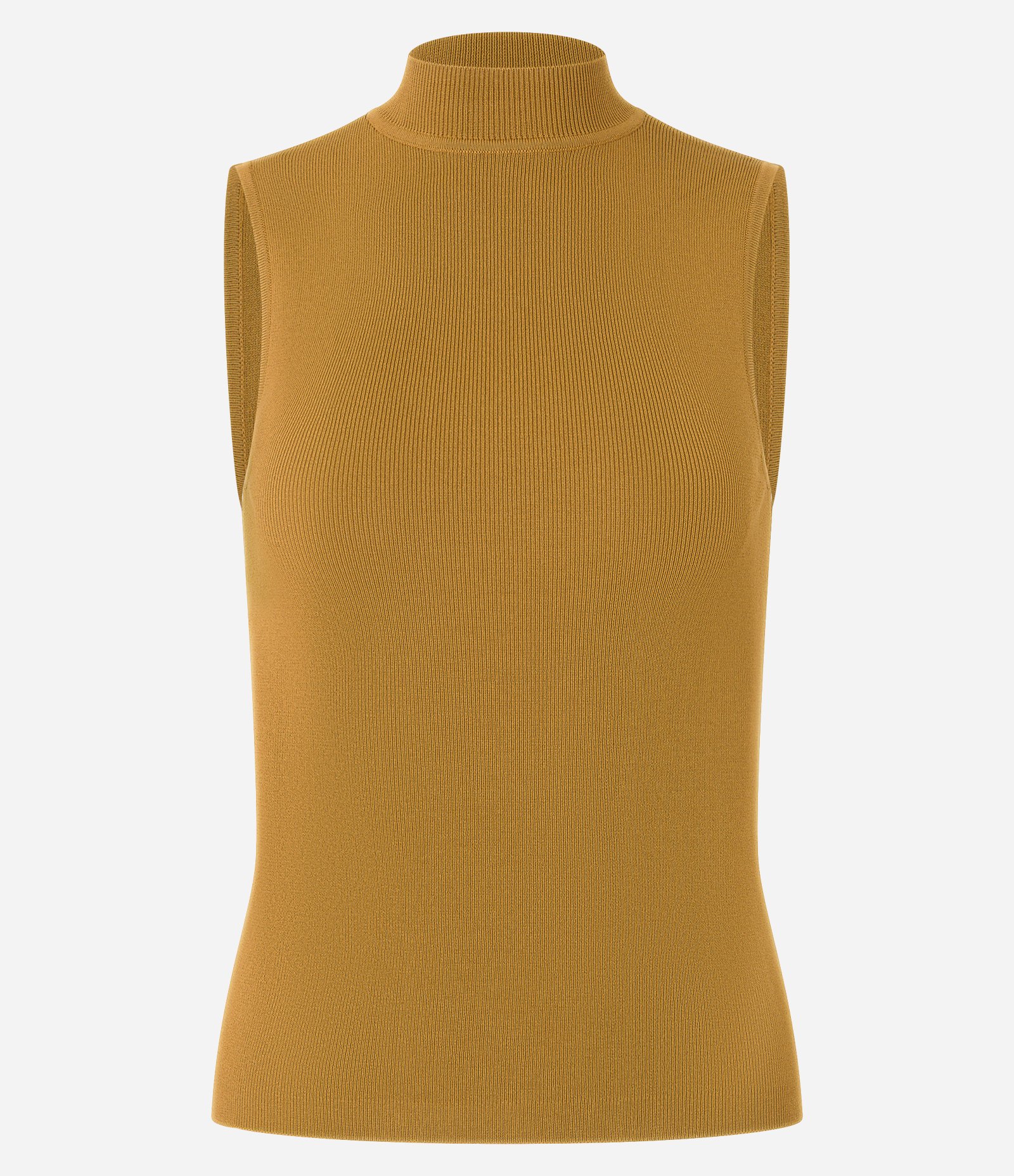 Blusa em Tricô com Golinha e Textura Canelada Mostarda 1