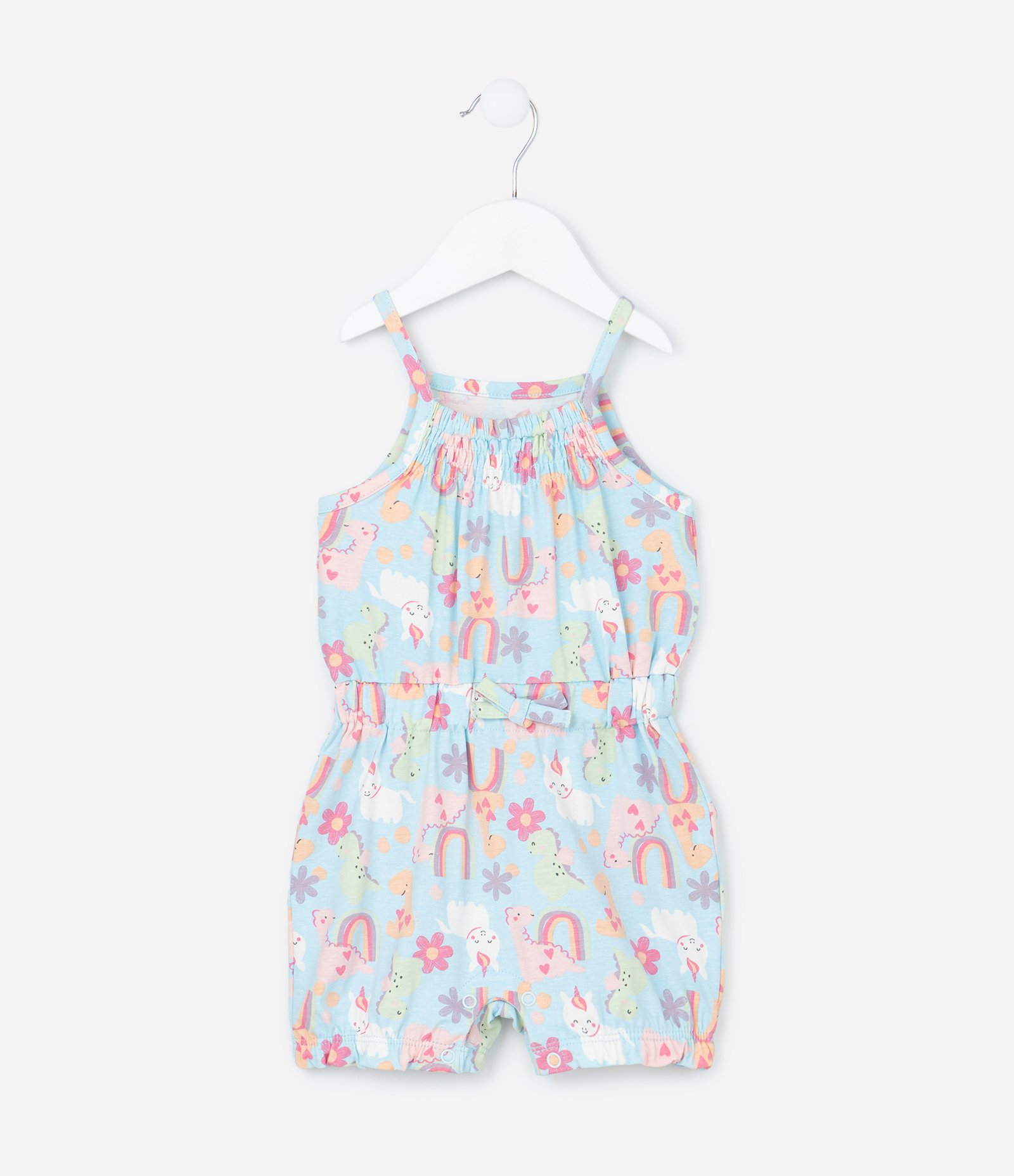 Macaquinho Infantil com Estampa Dinos e Unicórnios - Tam 0 a 18 meses Azul 2