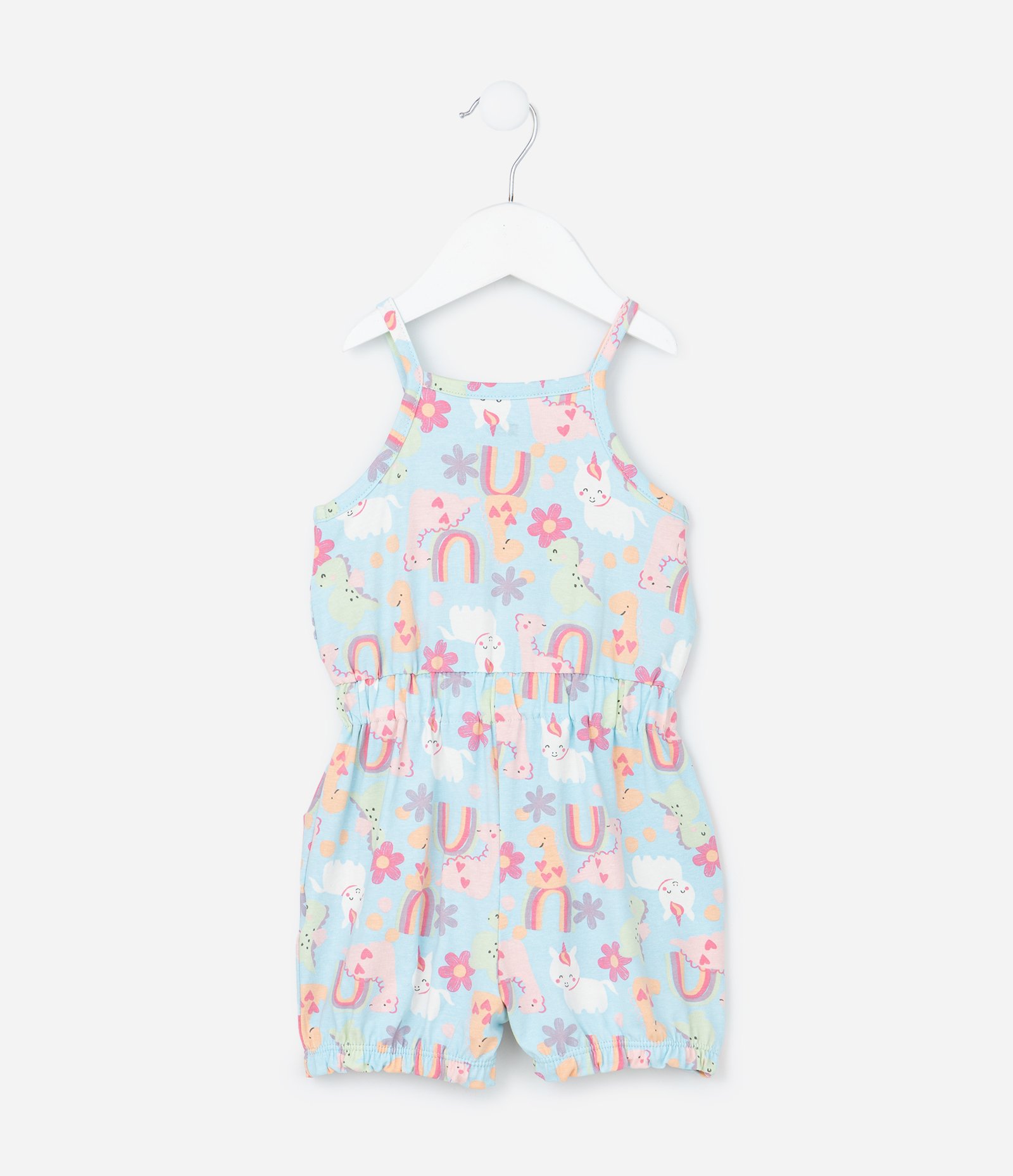 Macaquinho Infantil com Estampa Dinos e Unicórnios - Tam 0 a 18 meses Azul 3