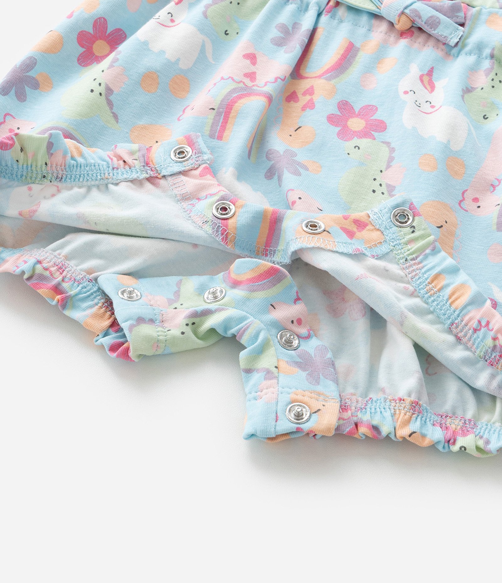 Macaquinho Infantil com Estampa Dinos e Unicórnios - Tam 0 a 18 meses Azul 5