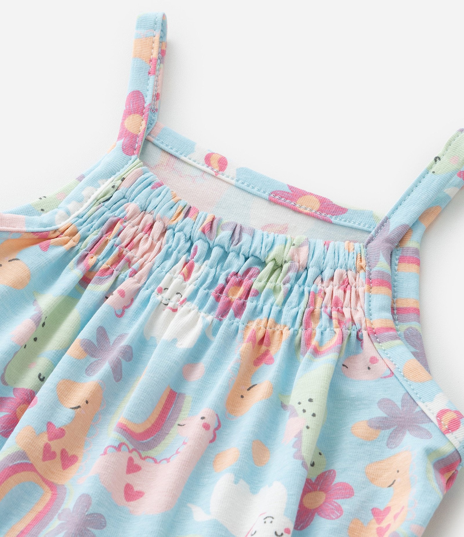 Macaquinho Infantil com Estampa Dinos e Unicórnios - Tam 0 a 18 meses Azul 7