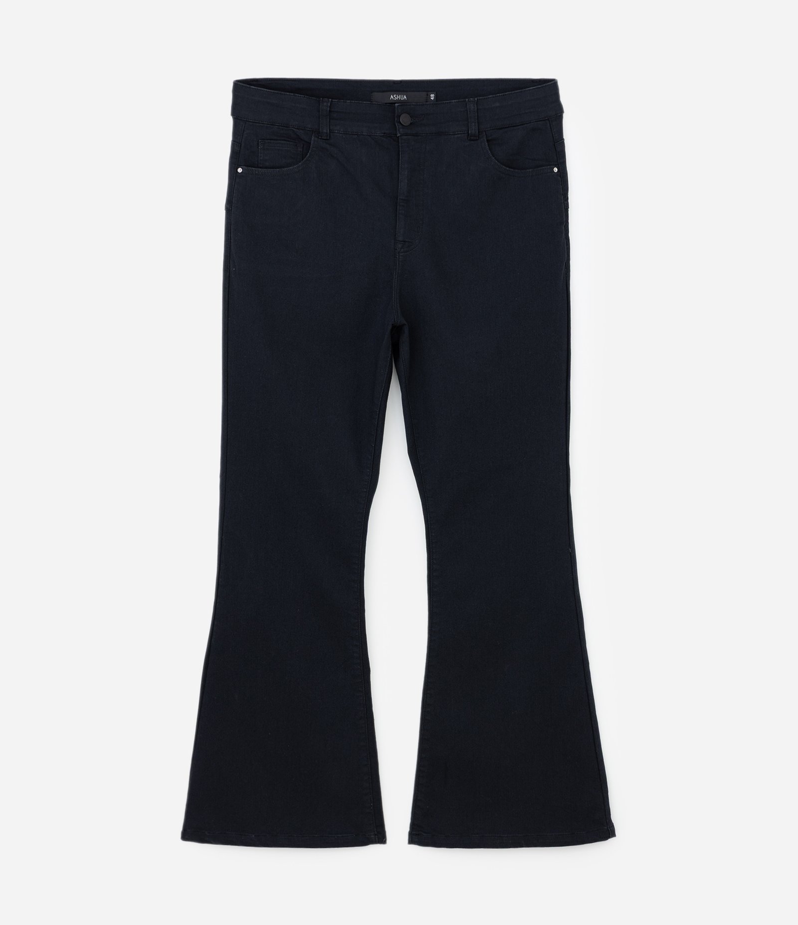 Calça Flare Push Up Jeans com Tule Interno Curve & Plus Size Preto 6