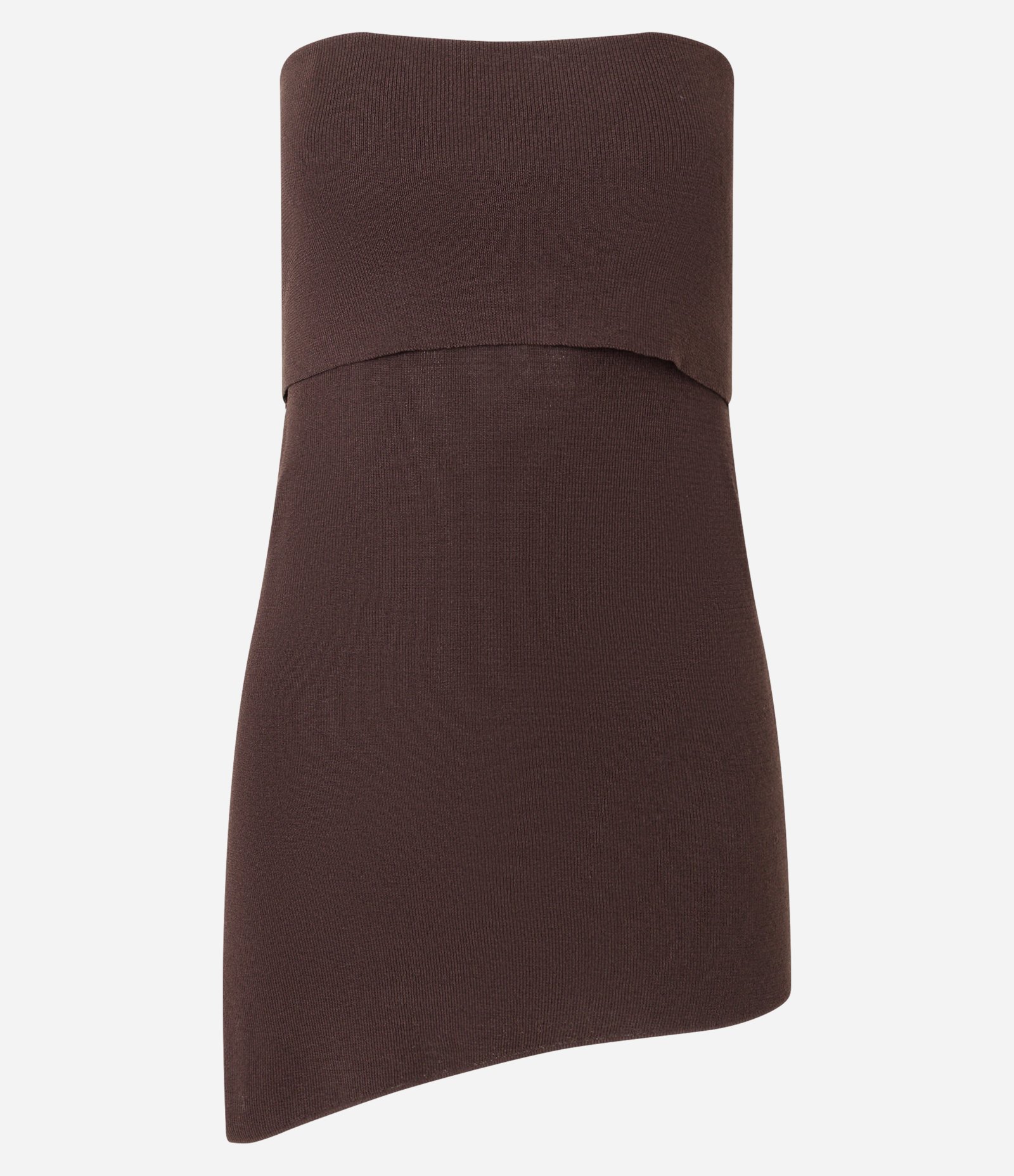 Blusa Boho Tomara Que Caia em Tricô com Decote Dobrado Marrom 6