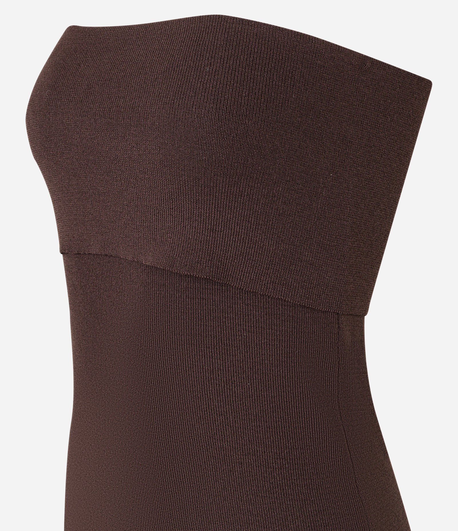 Blusa Boho Tomara Que Caia em Tricô com Decote Dobrado Marrom 7