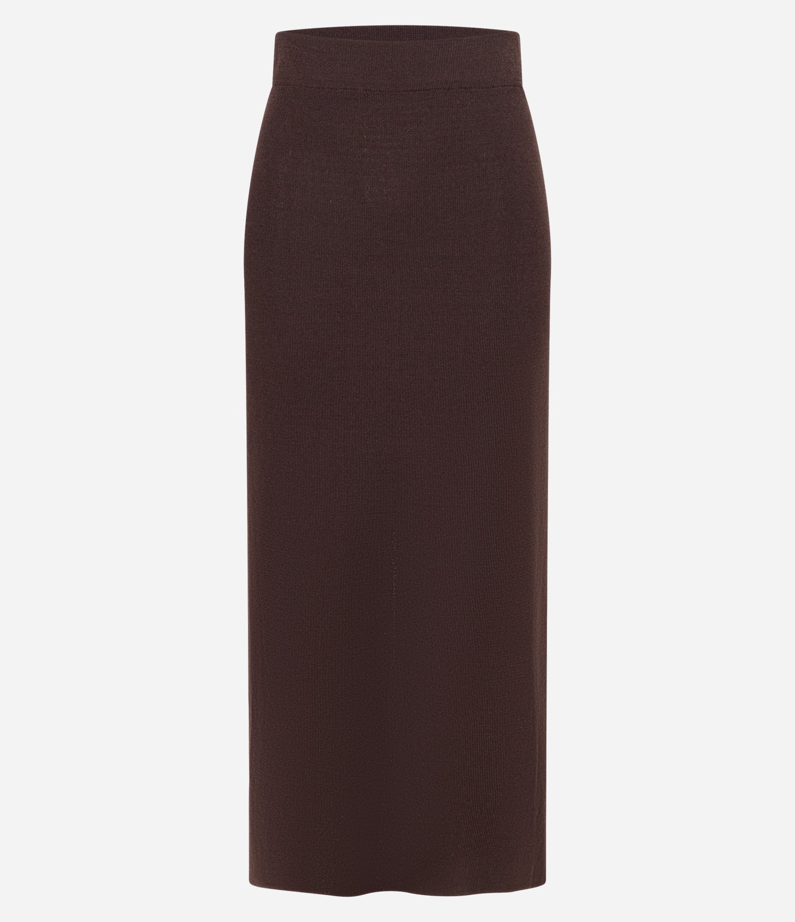 Saia Boho Reta Midi em Tricô com Fenda na Barra Marrom 10