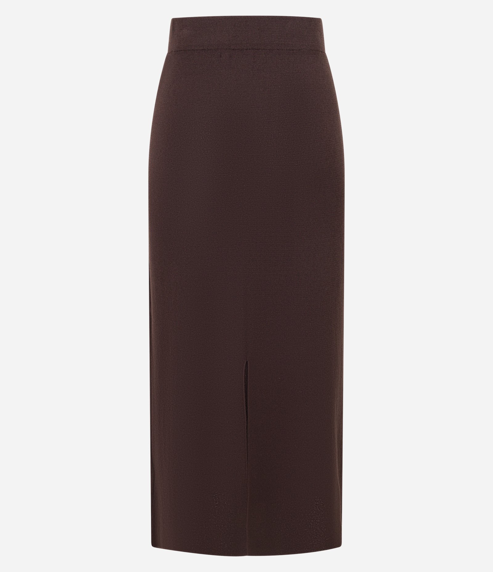 Saia Boho Reta Midi em Tricô com Fenda na Barra Marrom 12