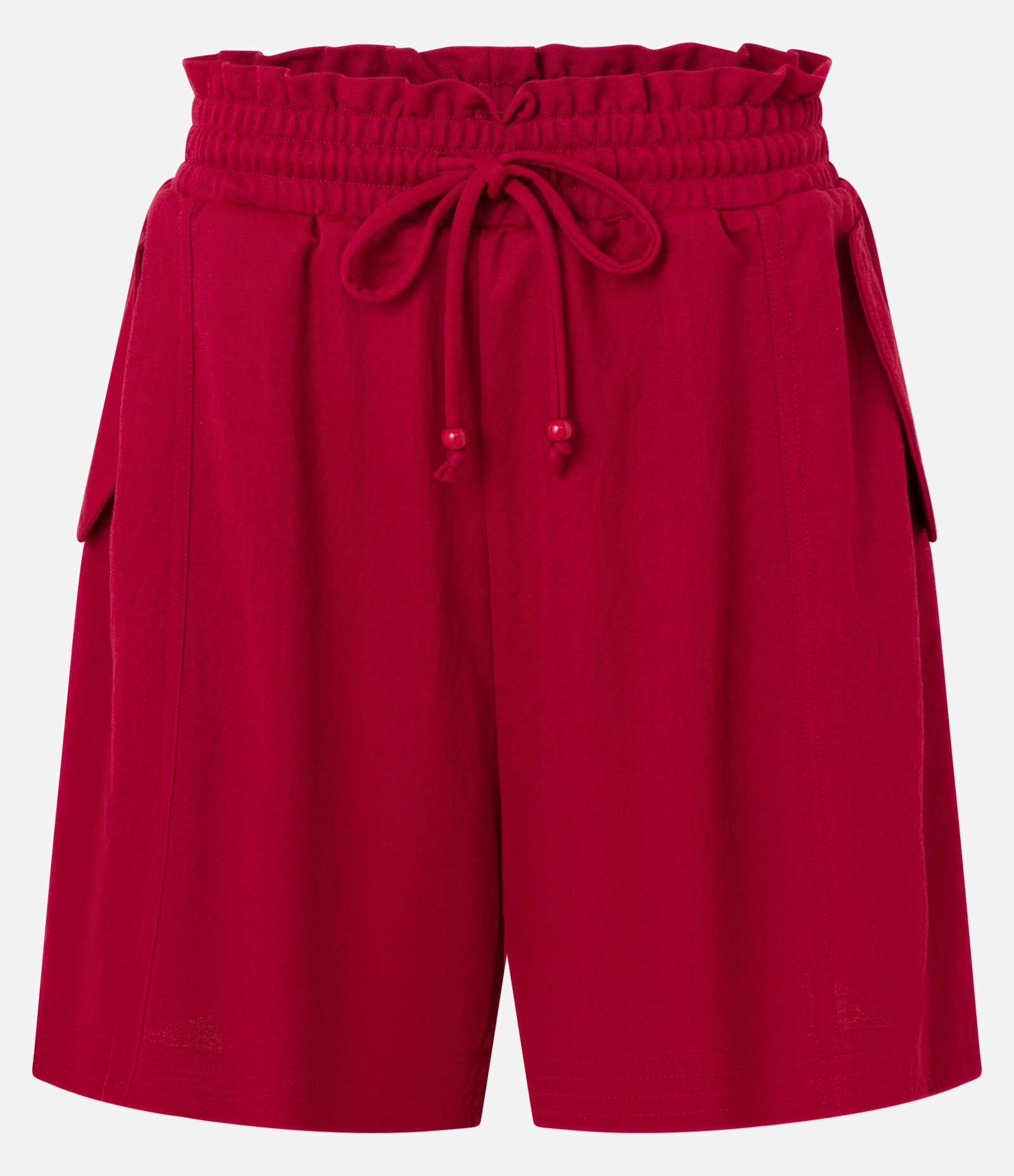 Short Reto Cintura Alta com Elástico Amarração e Bolso com Lapelas Vermelho 5