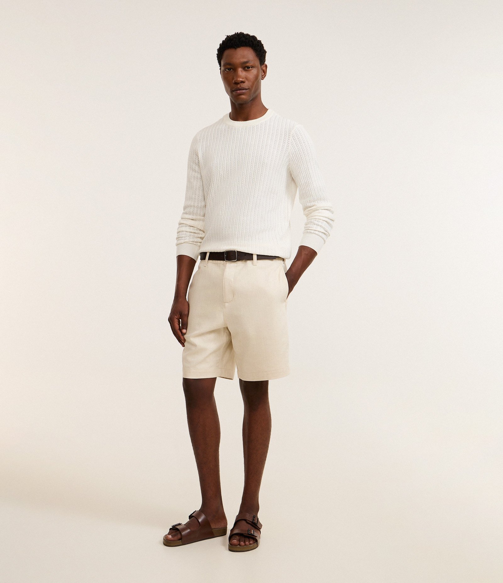 Camiseta Regular em Jacquard Texturizada Branco 2