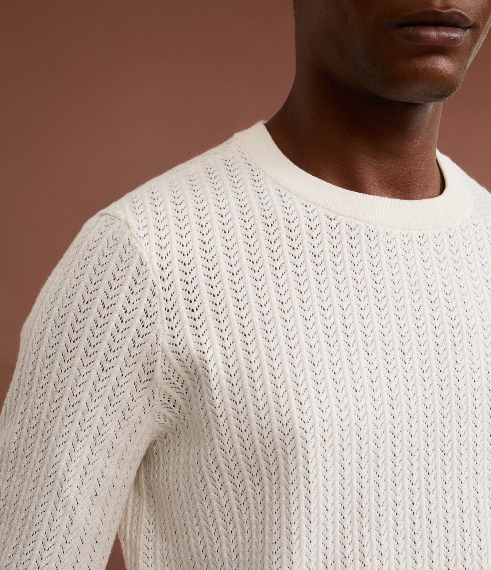 Camiseta Regular em Jacquard Texturizada Branco 3