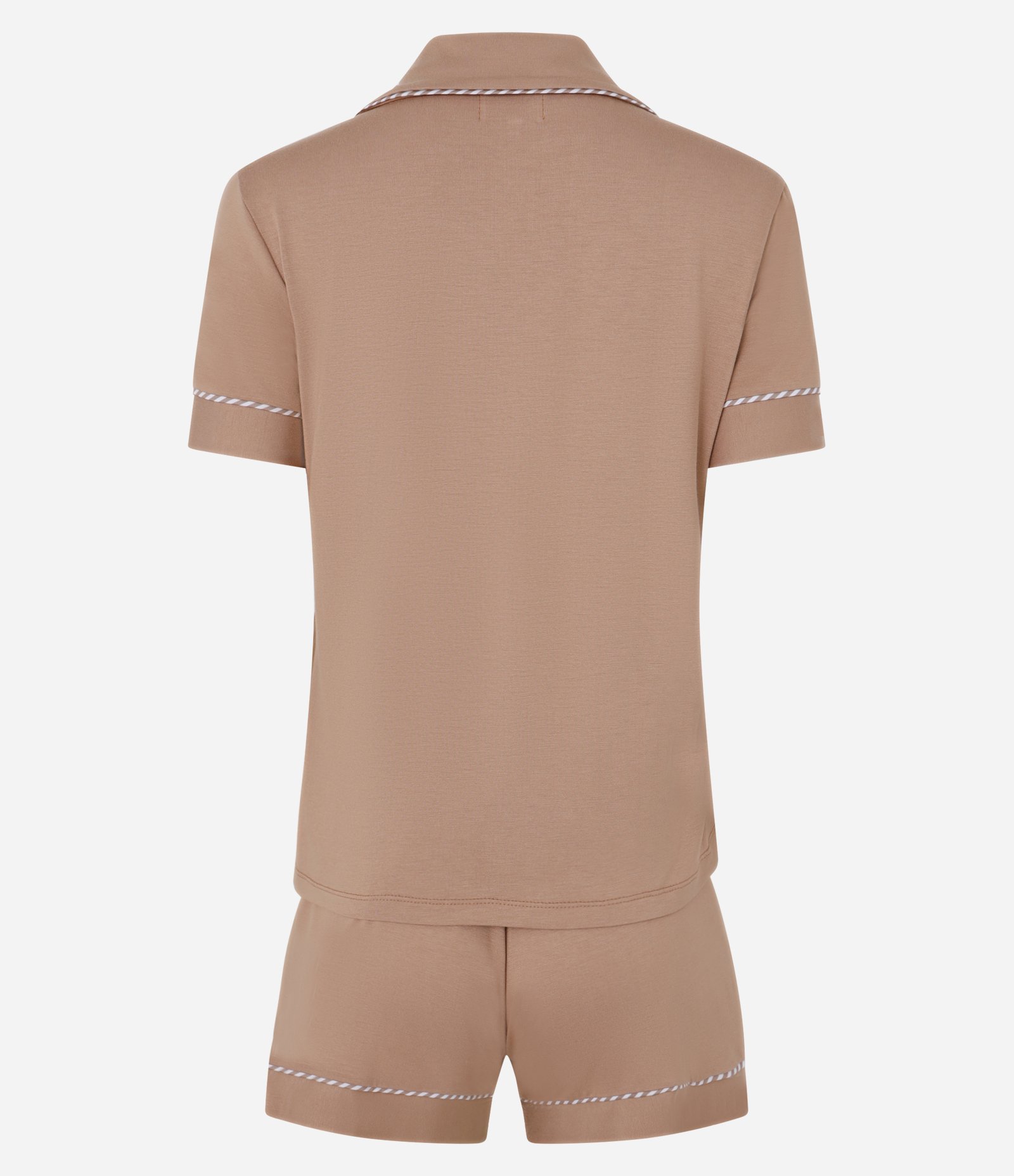 Pijama Short Doll em Viscolycra com Viés Listrado Marrom 6