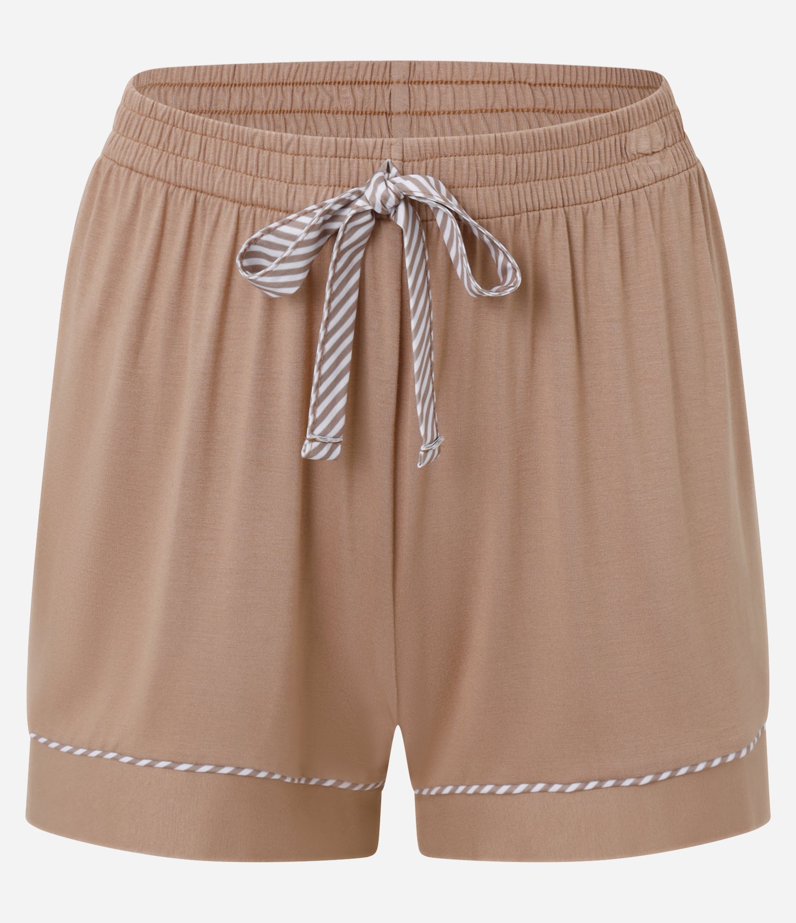 Pijama Short Doll em Viscolycra com Viés Listrado Marrom 7