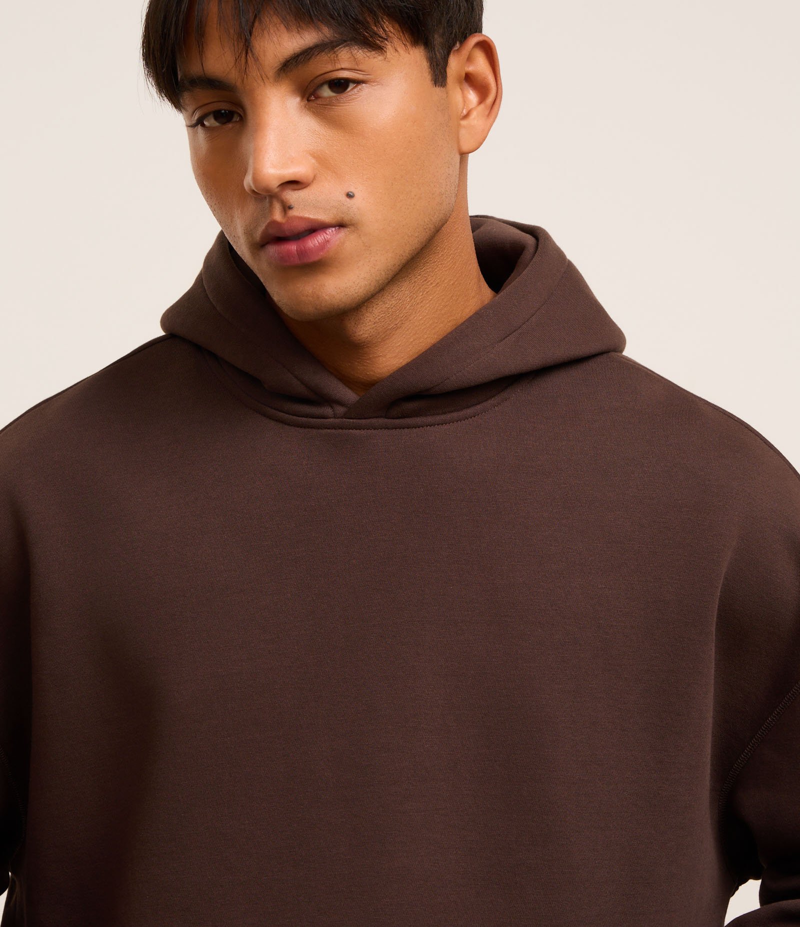 Casaco Boxy em Moletom com Felpa Liso Marrom 5