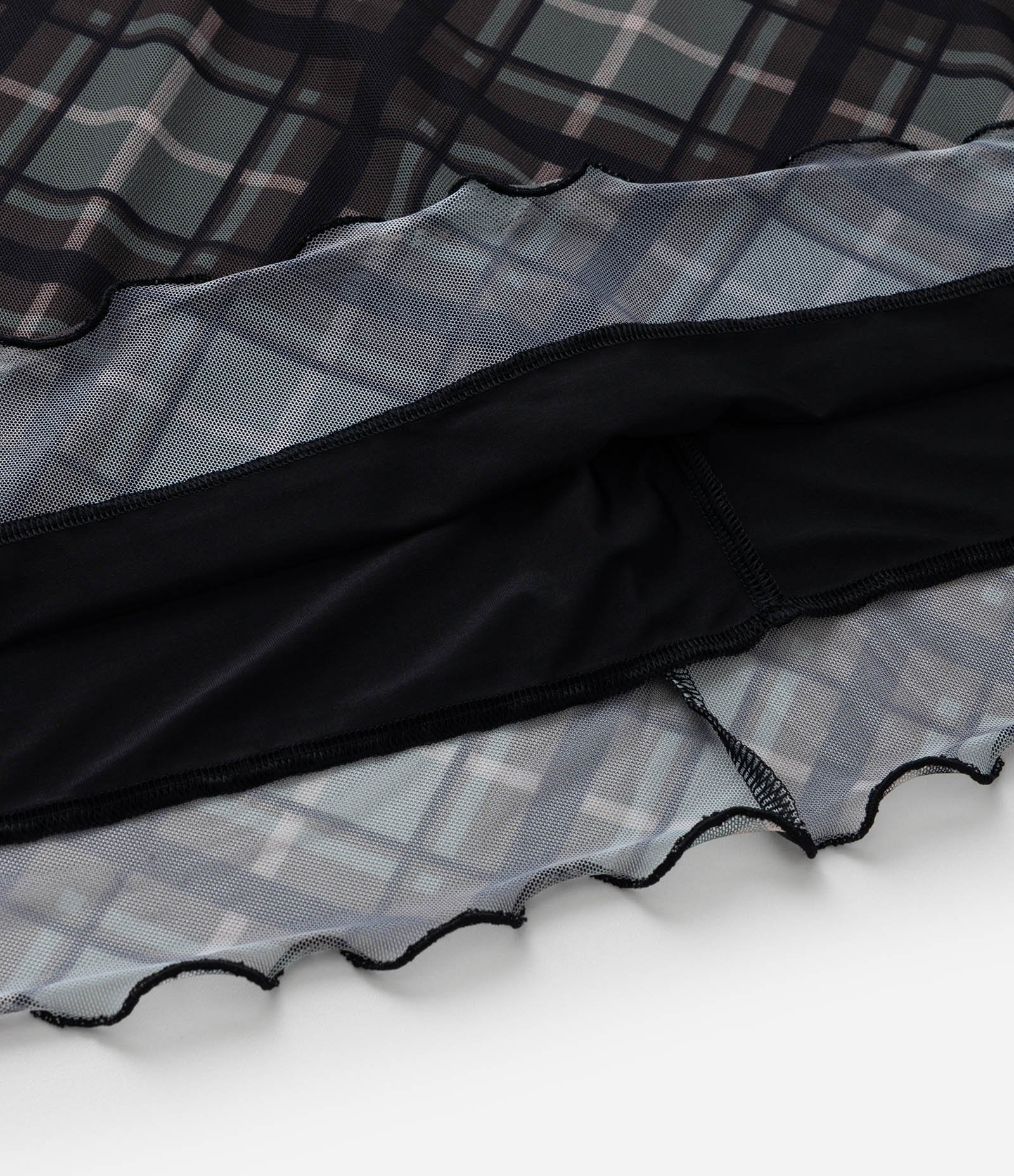 Saia Midi em Tule com Estampa Xadrez Curve & Plus Size Verde 8