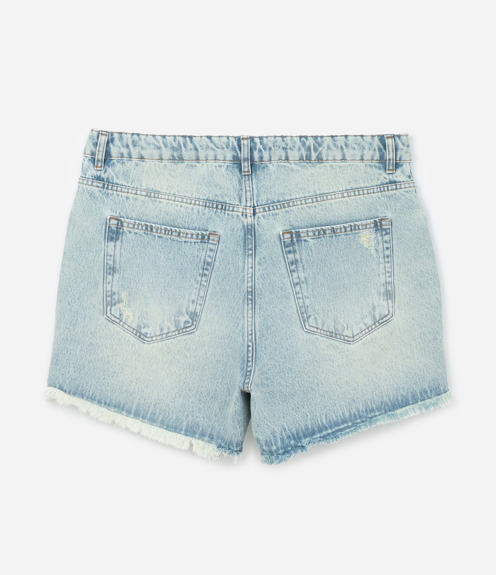 Short Boyfriend Jeans com Puído e Lencinho Curve & Plus Size Azul 7