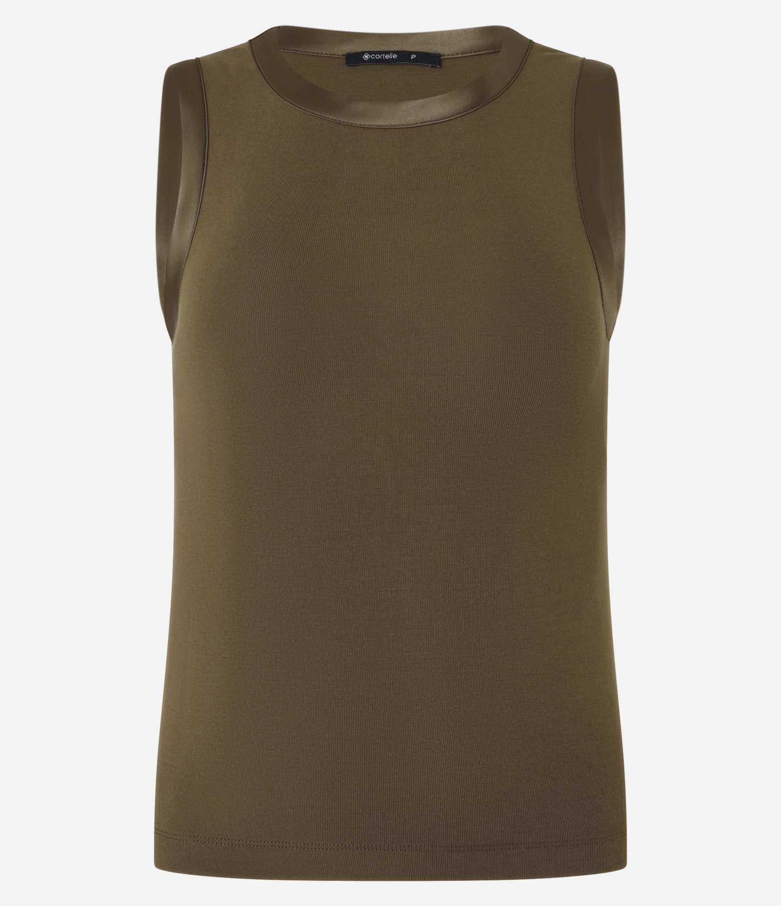 Blusa em Viscose com Cava Acetinada Castanho Escuro 5