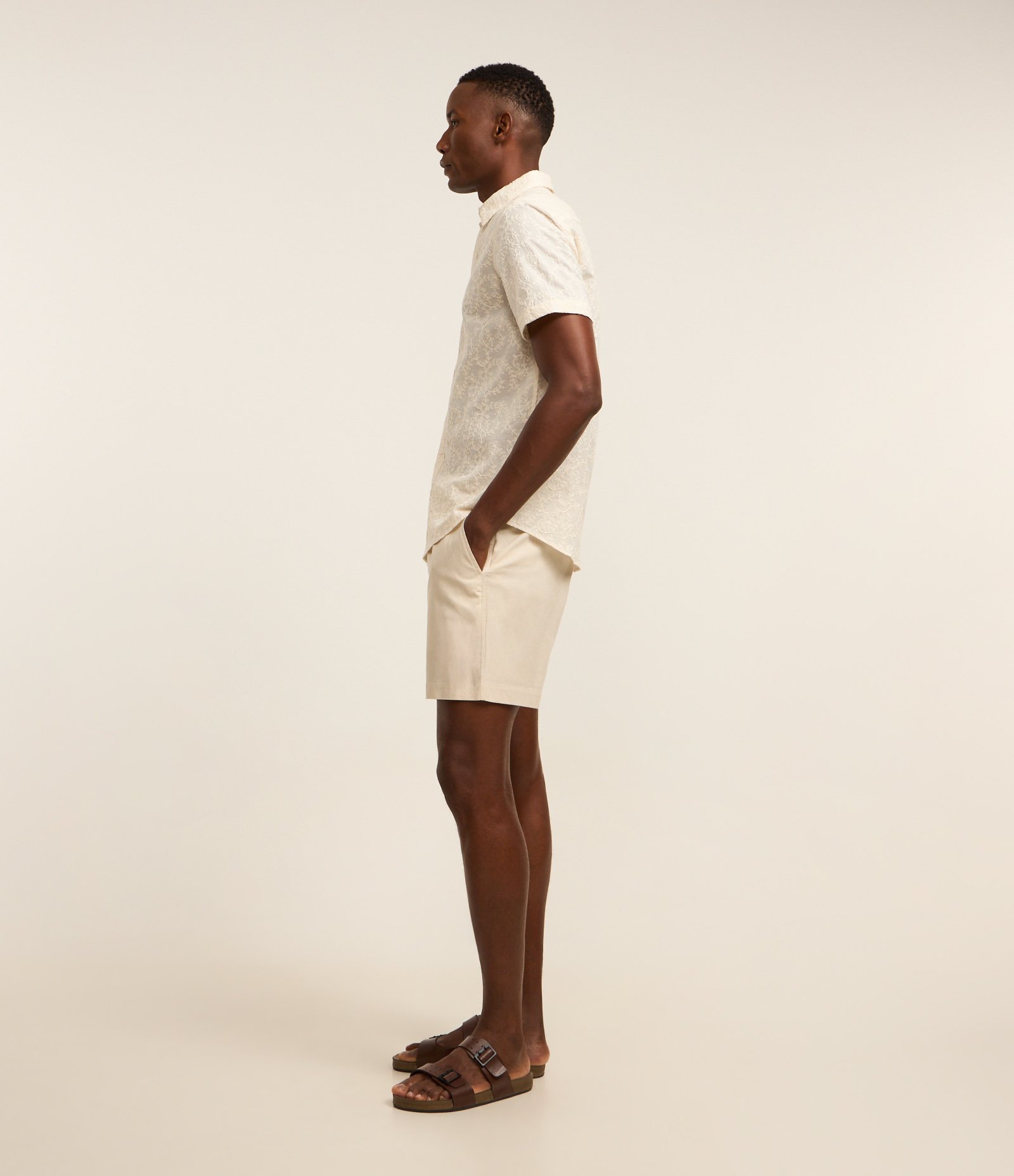 Camisa Regular em Algodão com Estampa Bordada de Flores Off White 3