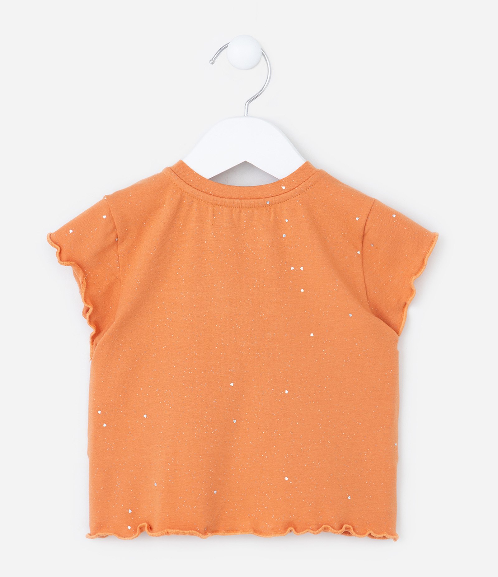 Blusa Infantil em Cotton com Brilhinhos - Tam 1 a 5 Anos Laranja 2
