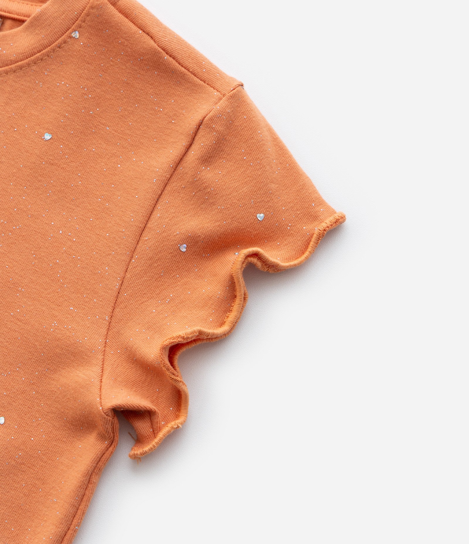 Blusa Infantil em Cotton com Brilhinhos - Tam 1 a 5 Anos Laranja 5