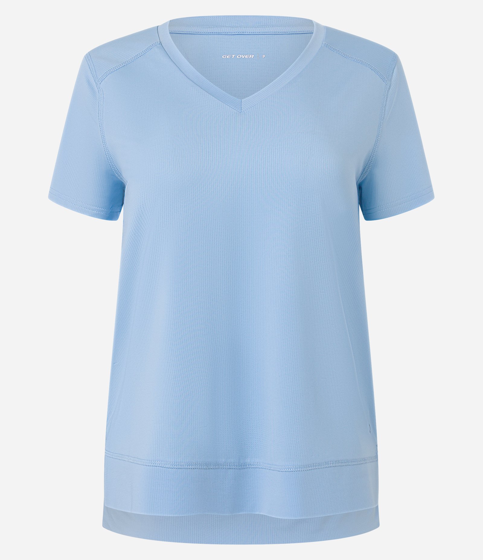 Camiseta Esportiva em Microfibra Furadinha com Barra Mullet Azul 4