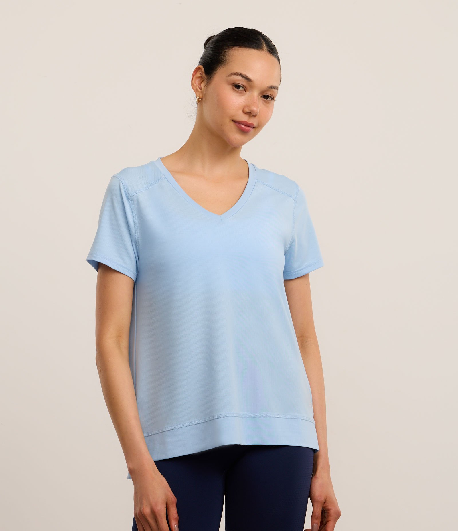 Camiseta Esportiva em Microfibra Furadinha com Barra Mullet Azul 1