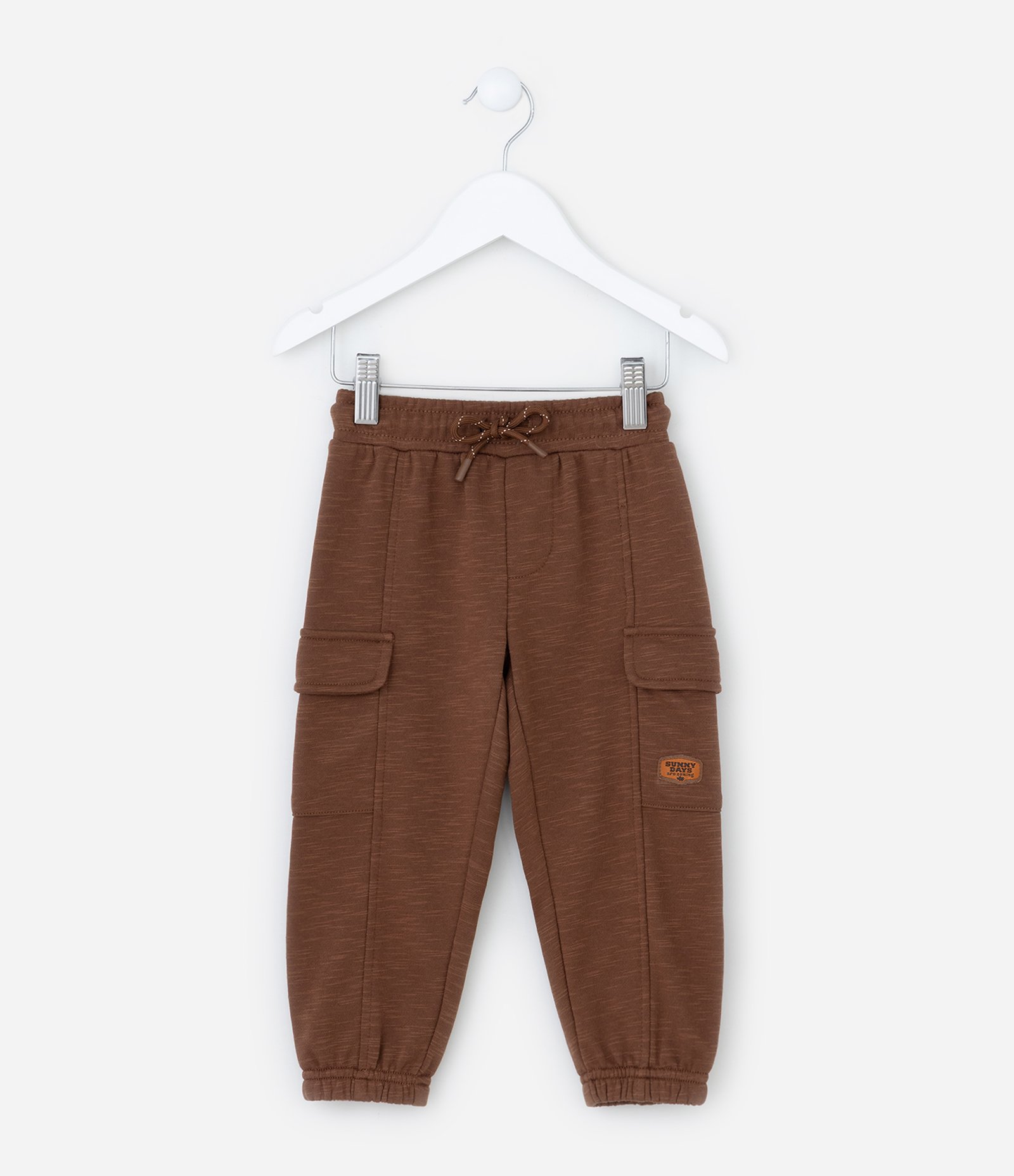 Calça Infantil em Moletom com Bolsos Cargo - Tam 1 a 6 Anos Marrom 2