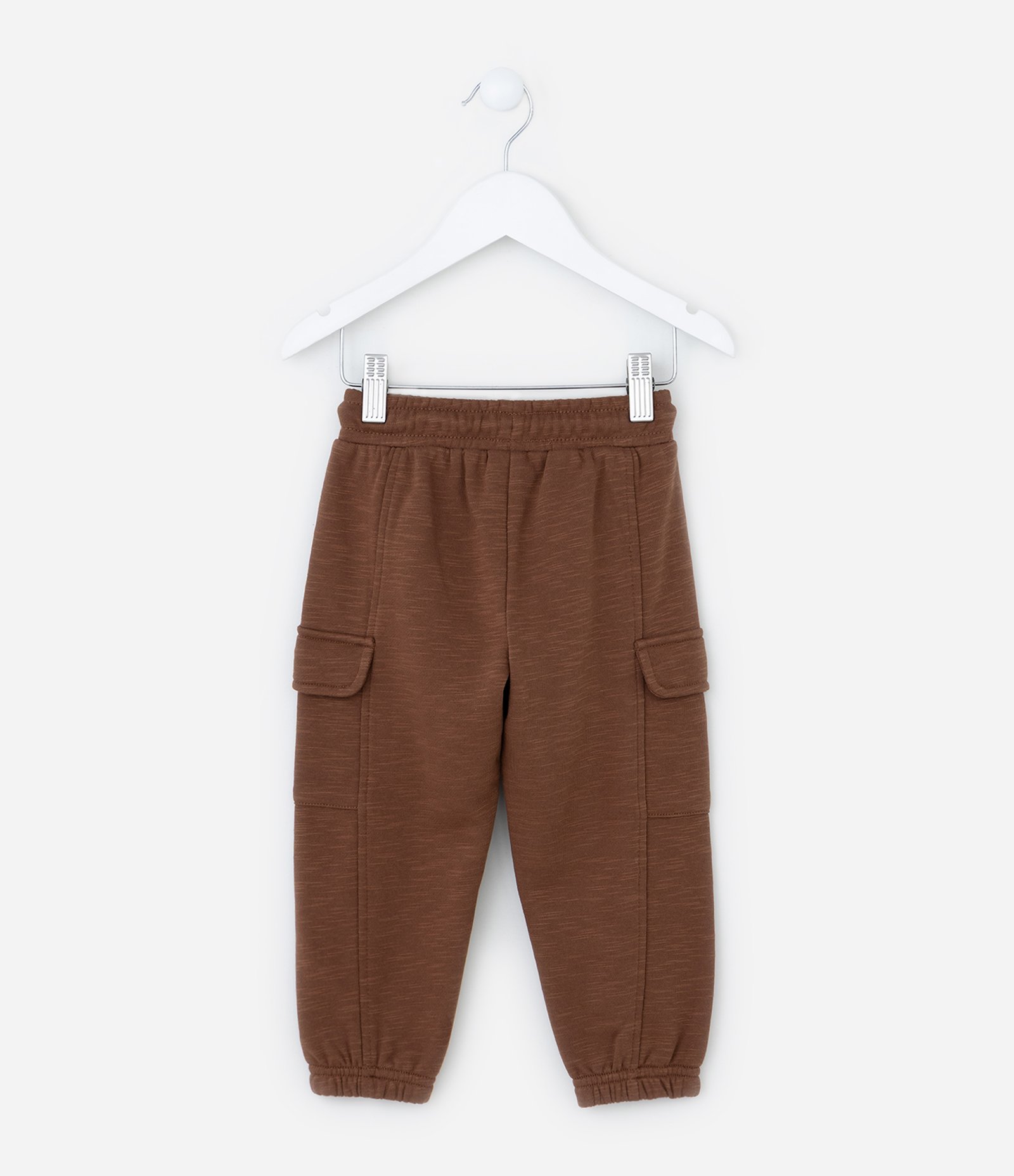 Calça Infantil em Moletom com Bolsos Cargo - Tam 1 a 6 Anos Marrom 3