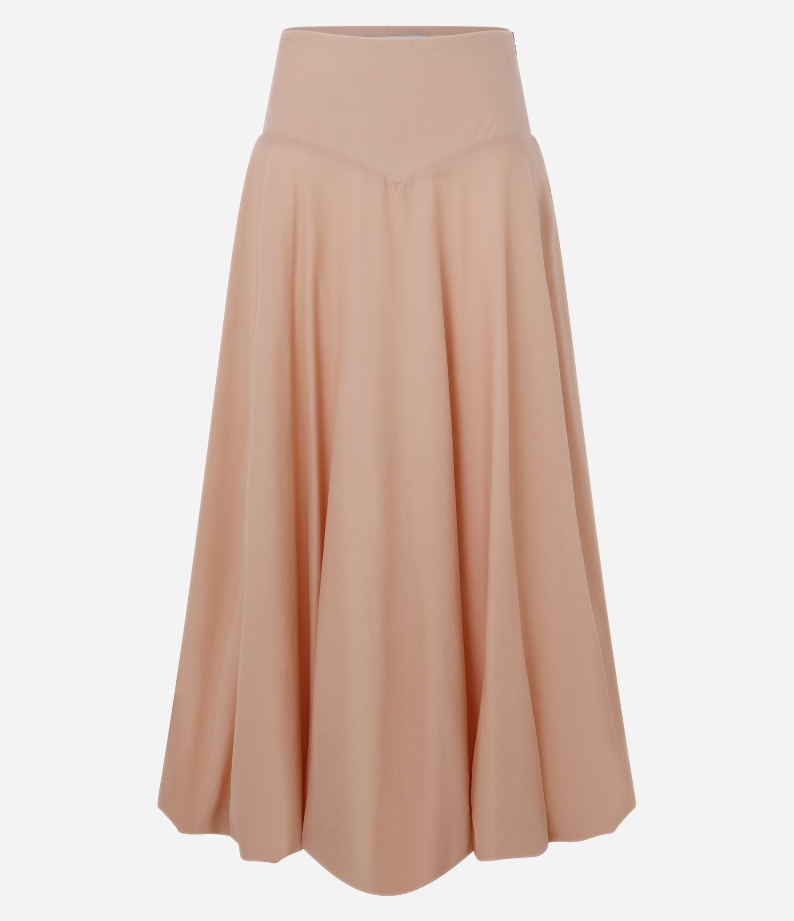 Saia Balonê Midi em Tricoline com Cós Largo Coral 6